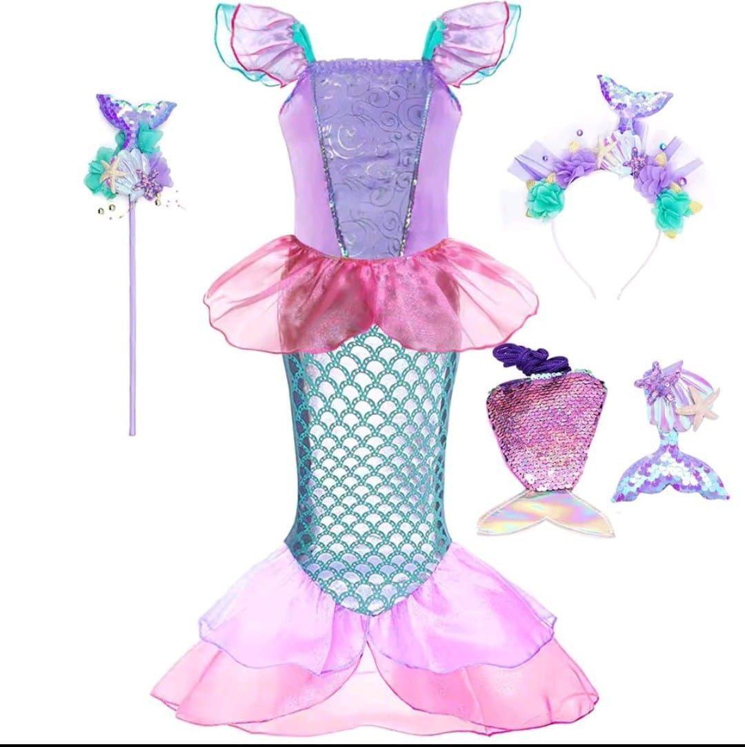 Set disfraz vestido y accesorios de sirena para niña 2 a 3 años-1