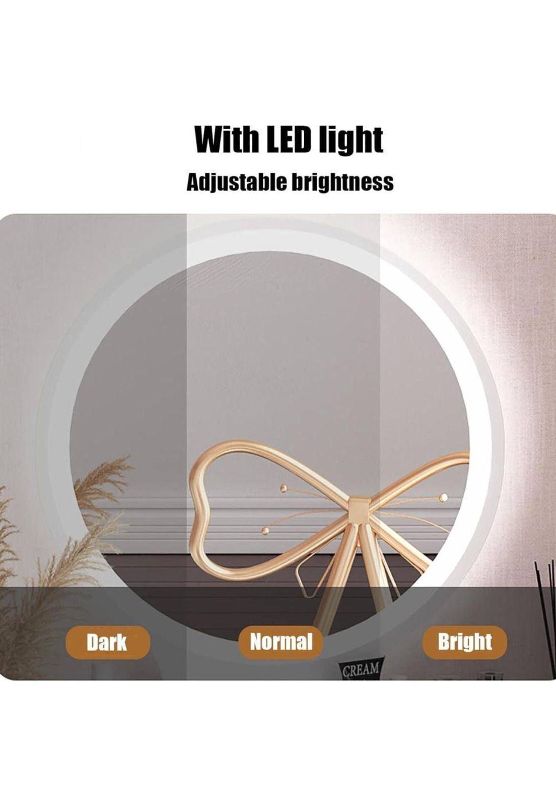 TOCADOR MAQUILLAJE MADERA BLANCO + ESPEJO LUZ LED COMPACT-2