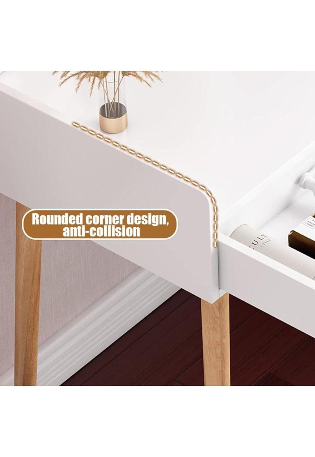 TOCADOR MAQUILLAJE MADERA BLANCO + ESPEJO LUZ LED COMPACT-4