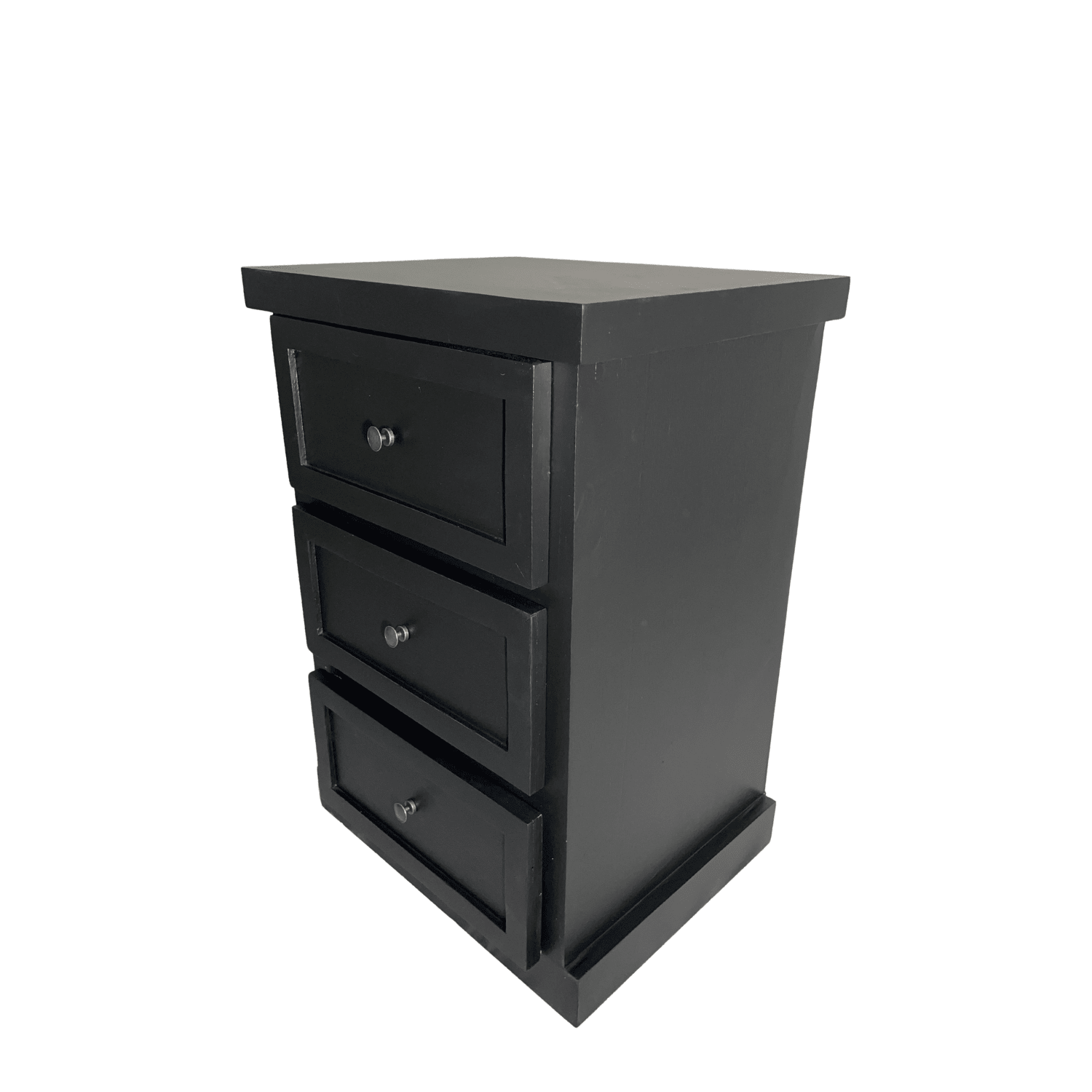 SET VELADORES DORMITORIO CATANIA 3 CAJONES NEGRO RUSTICO-2