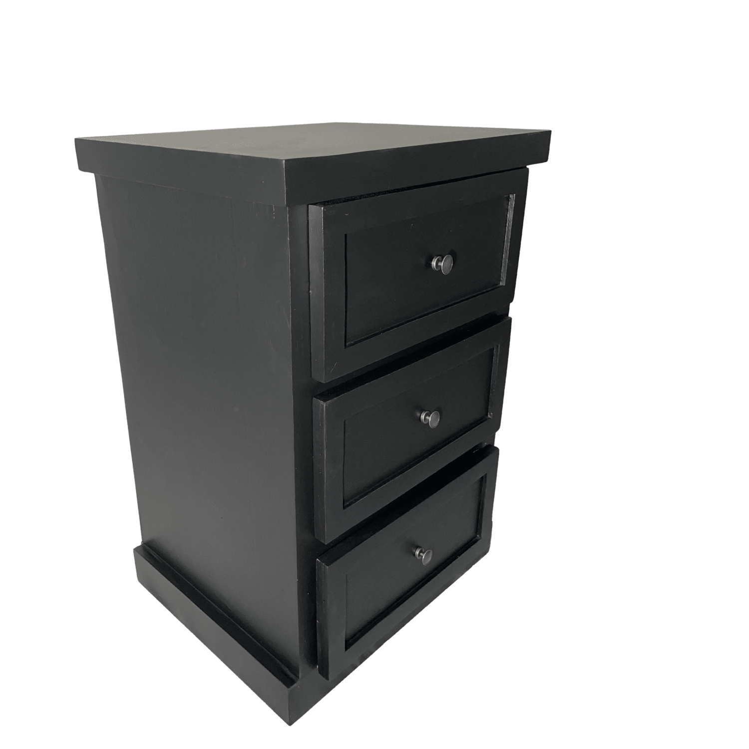 SET VELADORES DORMITORIO CATANIA 3 CAJONES NEGRO RUSTICO-4