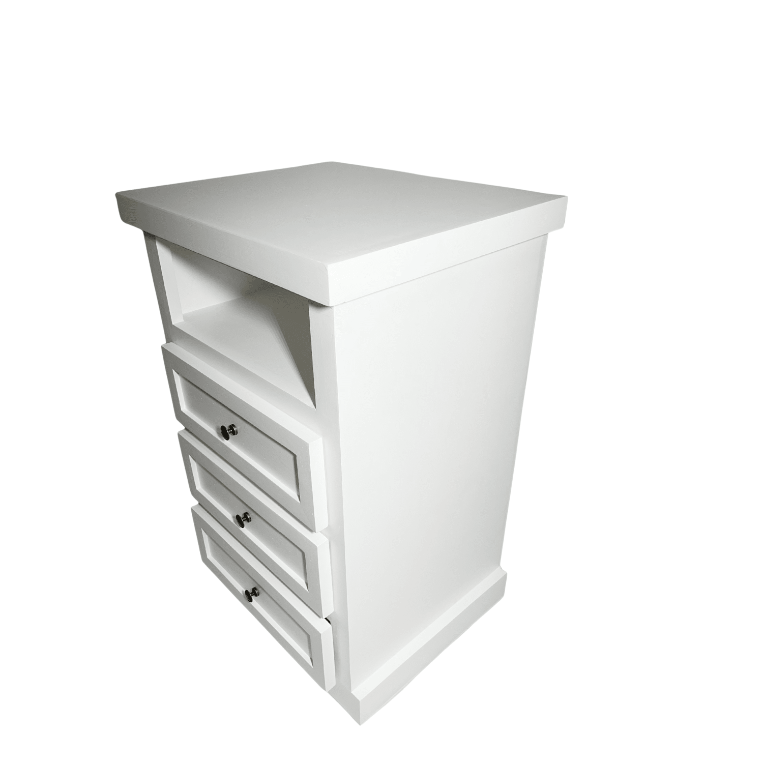 SET VELADORES DORMITORIO LIBRERO FERRARA 3 CAJONES BLANCO RUSTICO-2