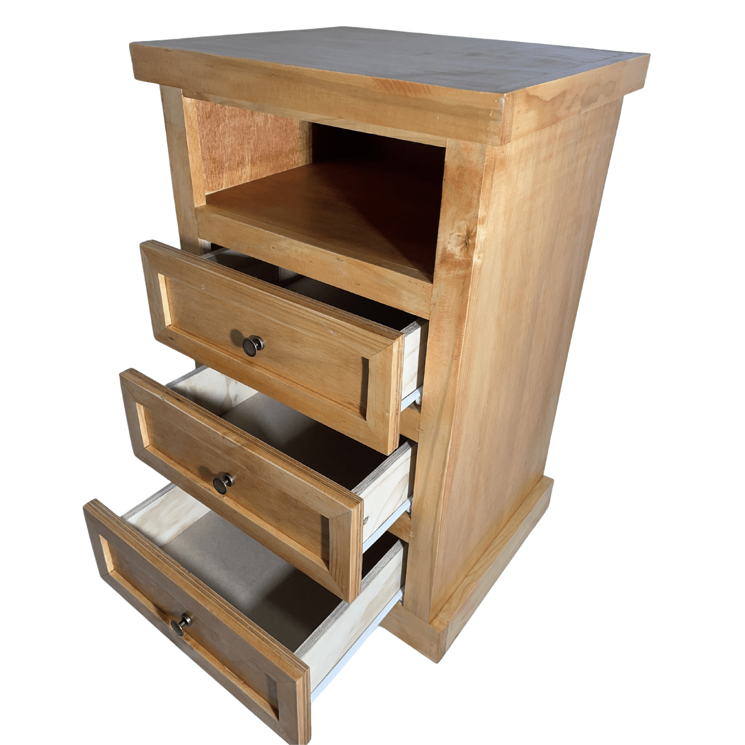 VELADOR DORMITORIO LIBRERO FERRARA 3 CAJONES MADERA BARNIZ-2