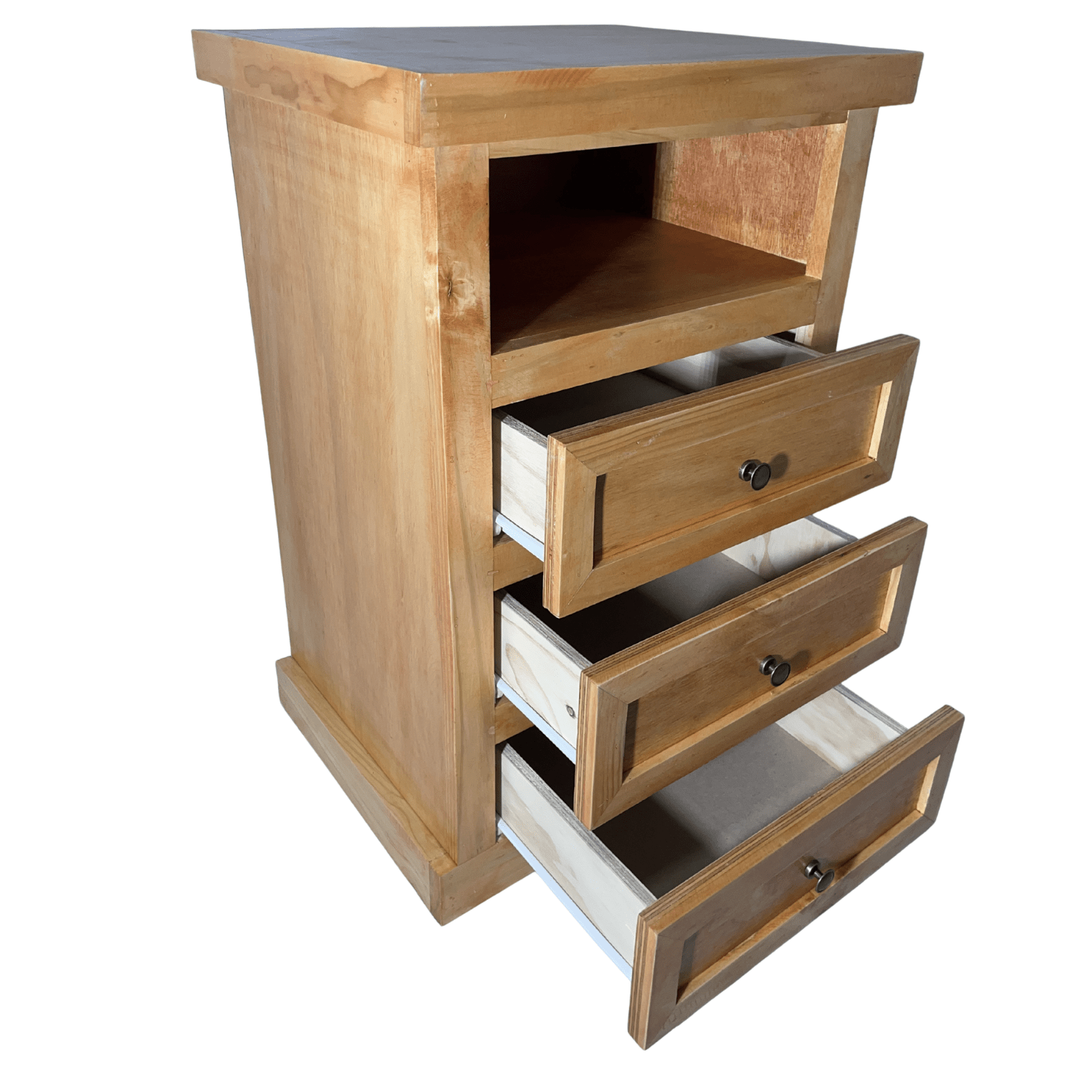VELADOR DORMITORIO LIBRERO FERRARA 3 CAJONES MADERA BARNIZ-3