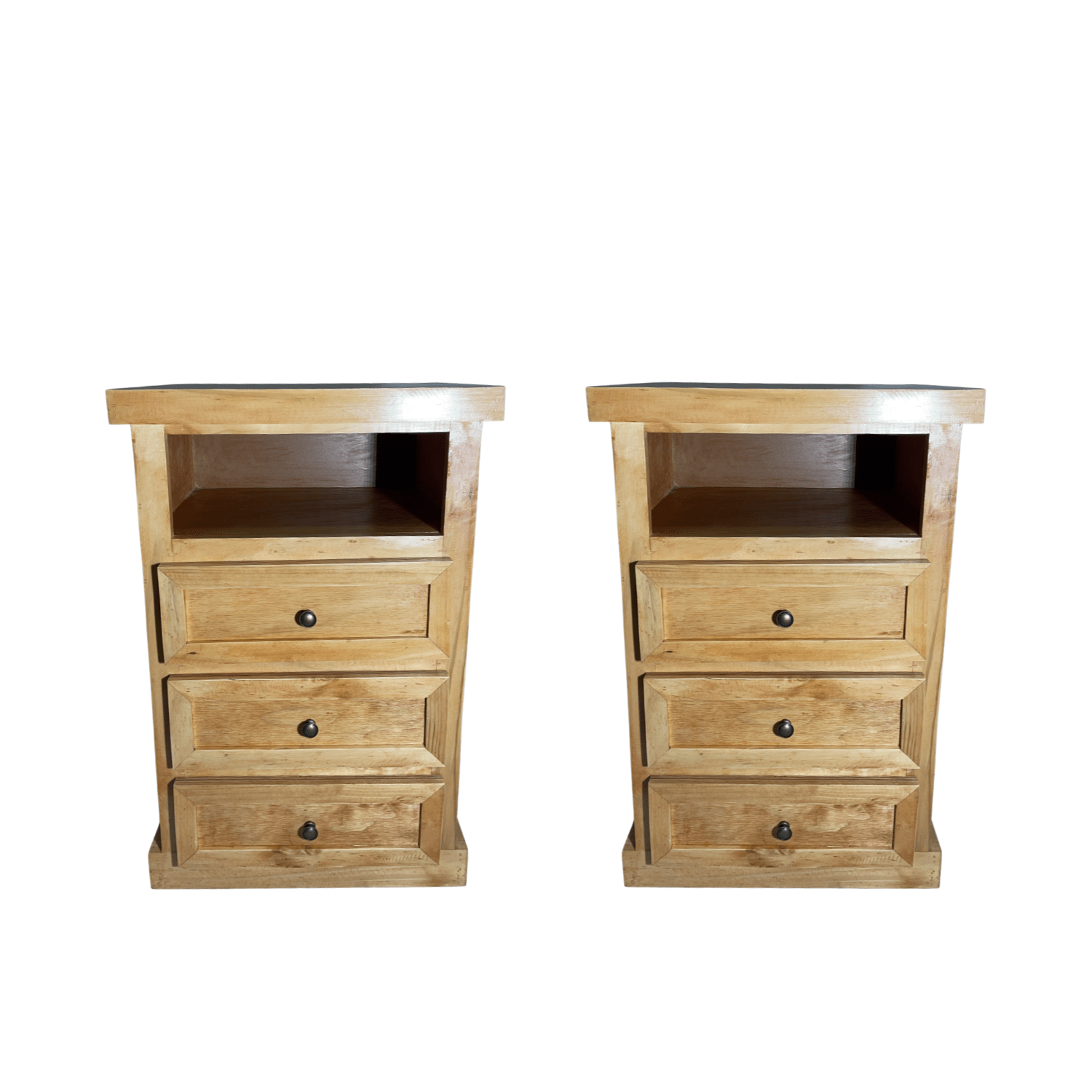 VELADOR DORMITORIO LIBRERO FERRARA 3 CAJONES MADERA BARNIZ-5
