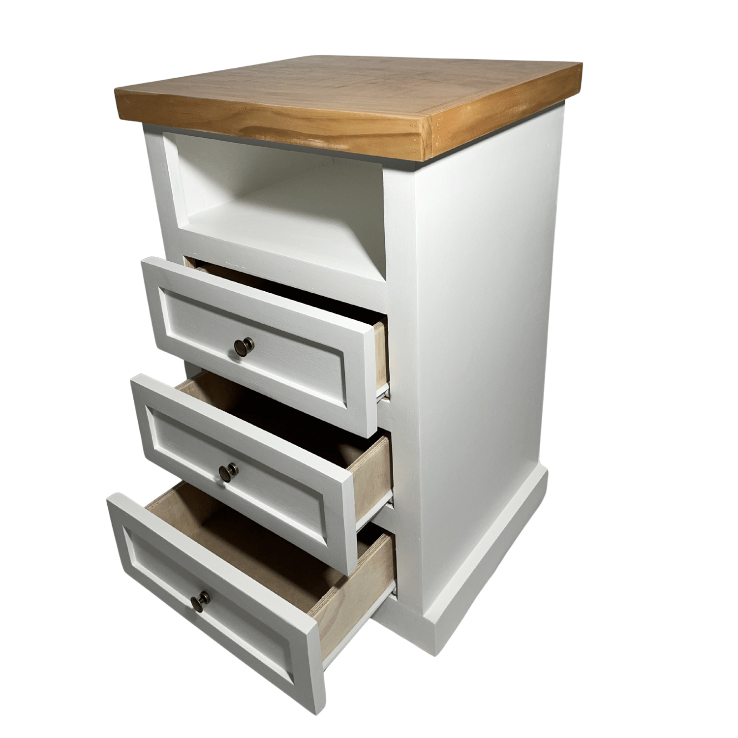 VELADOR DORMITORIO LIBRERO FERRARA 3 CAJONES BLANCO MADERA-2