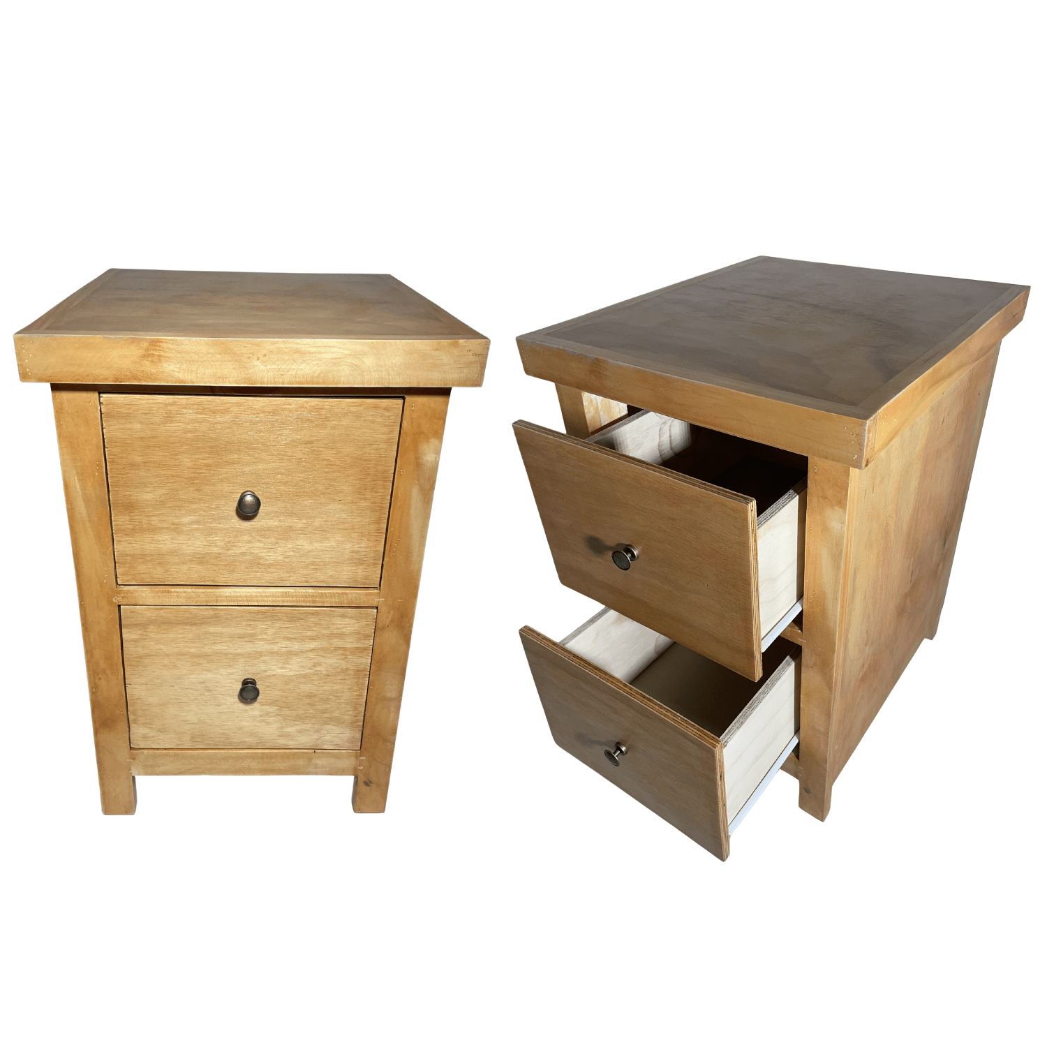 SET VELADORES DORMITORIO BARI 2 CAJONES MADERA BARNIZ RUSTICO-0