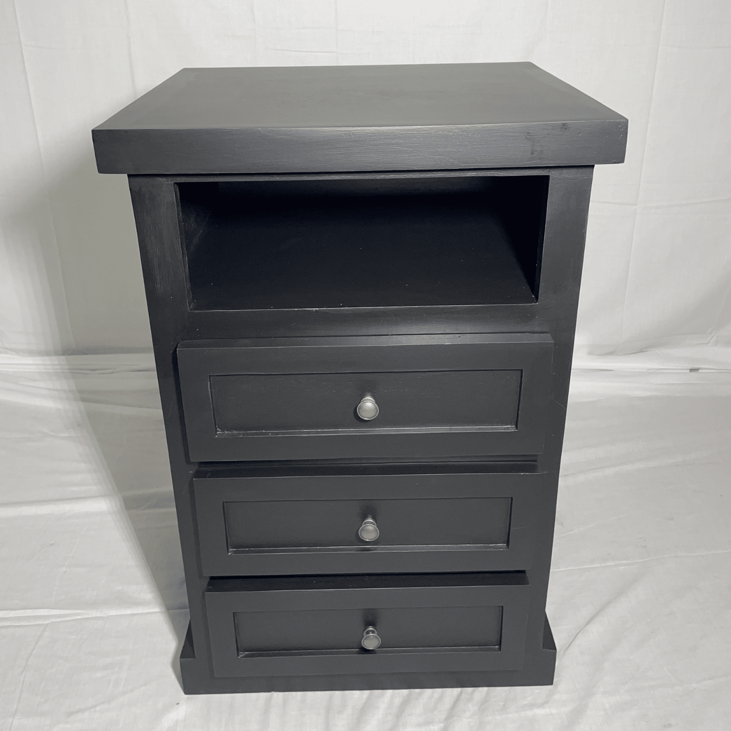SET VELADORES DORMITORIO LIBRERO FERRARA 3 CAJONES NEGRO RUSTICO-5