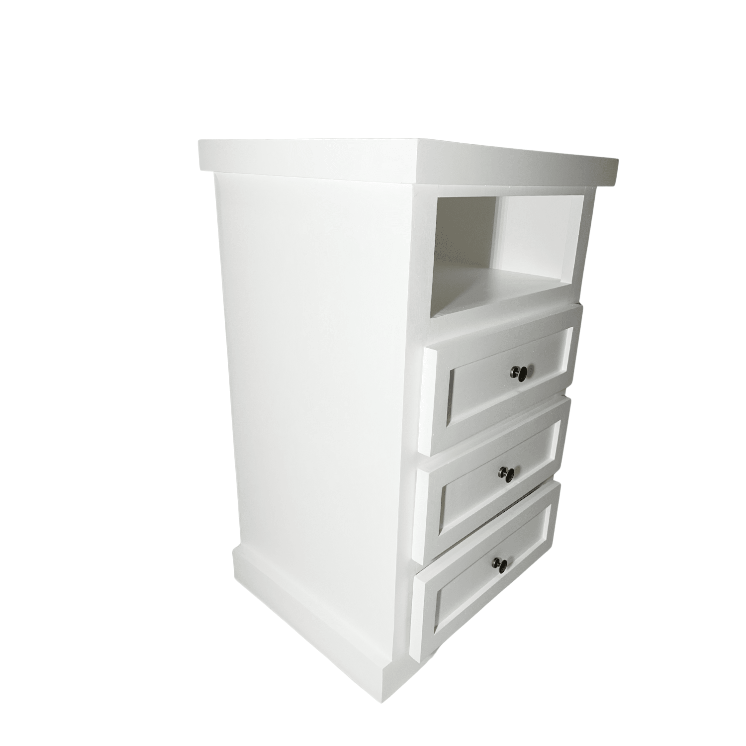 VELADOR DORMITORIO LIBRERO FERRARA 3 CAJONES BLANCO RUSTICO-2