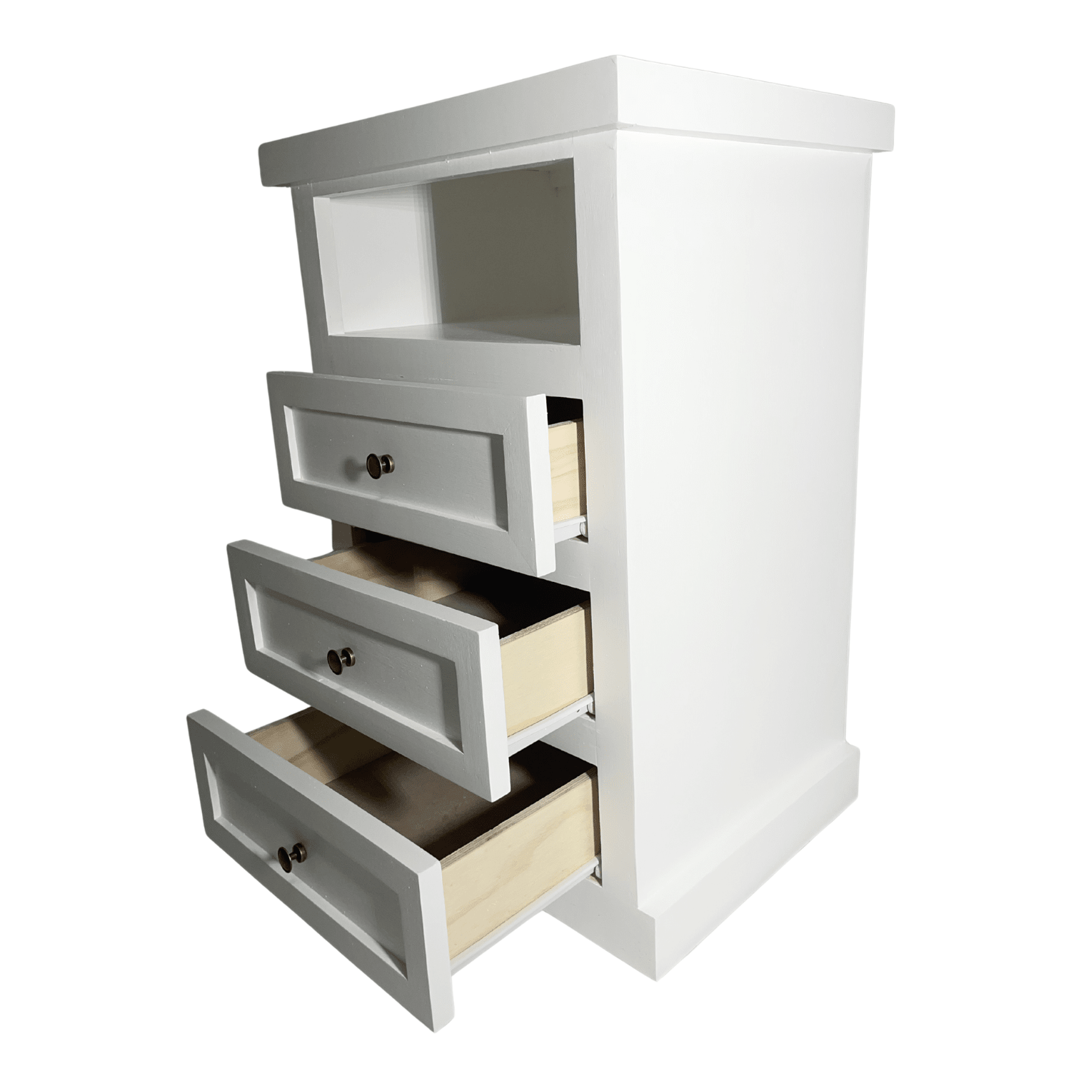 VELADOR DORMITORIO LIBRERO FERRARA 3 CAJONES BLANCO RUSTICO-3