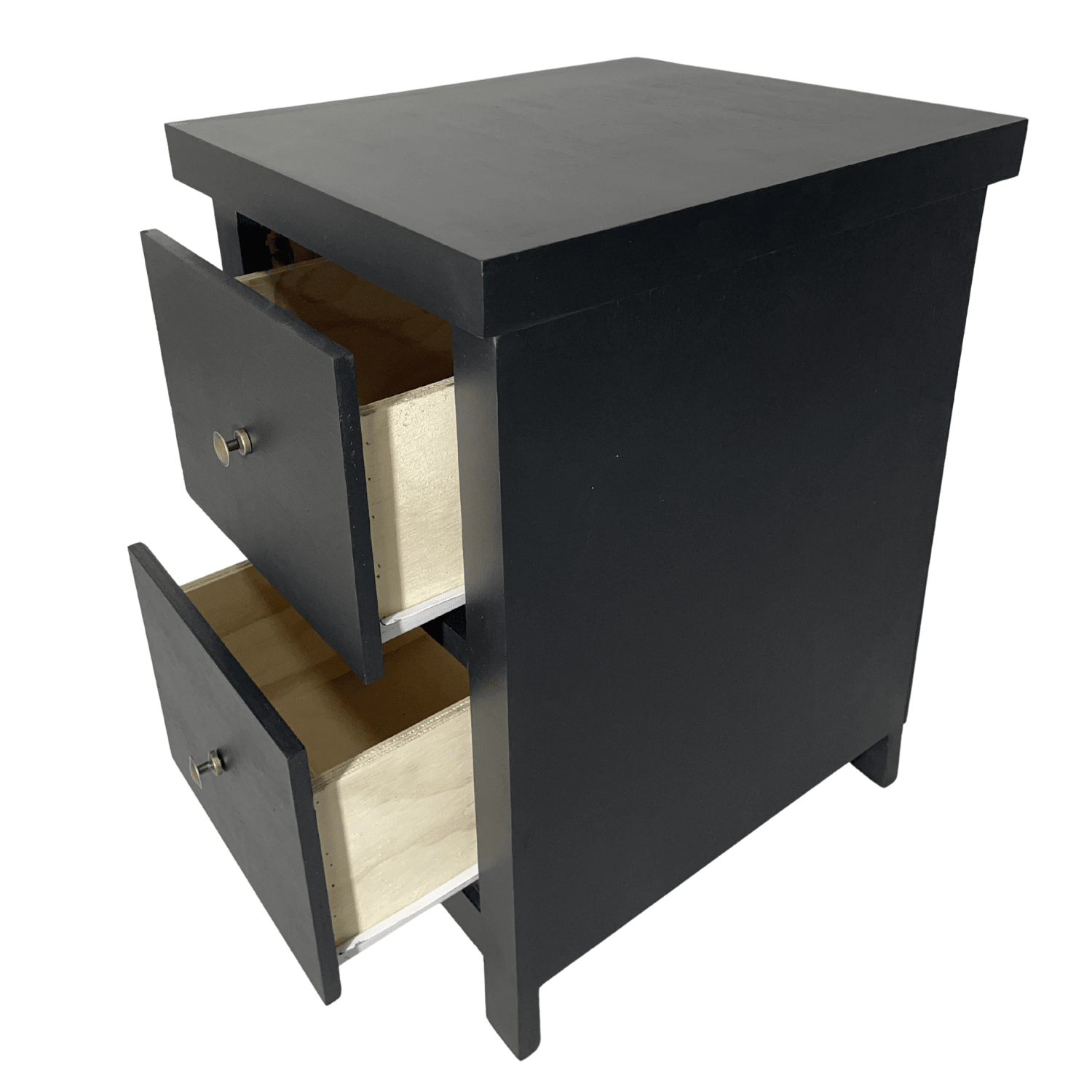 SET VELADORES DORMITORIO BARI 2 CAJONES NEGRO RUSTICO-2
