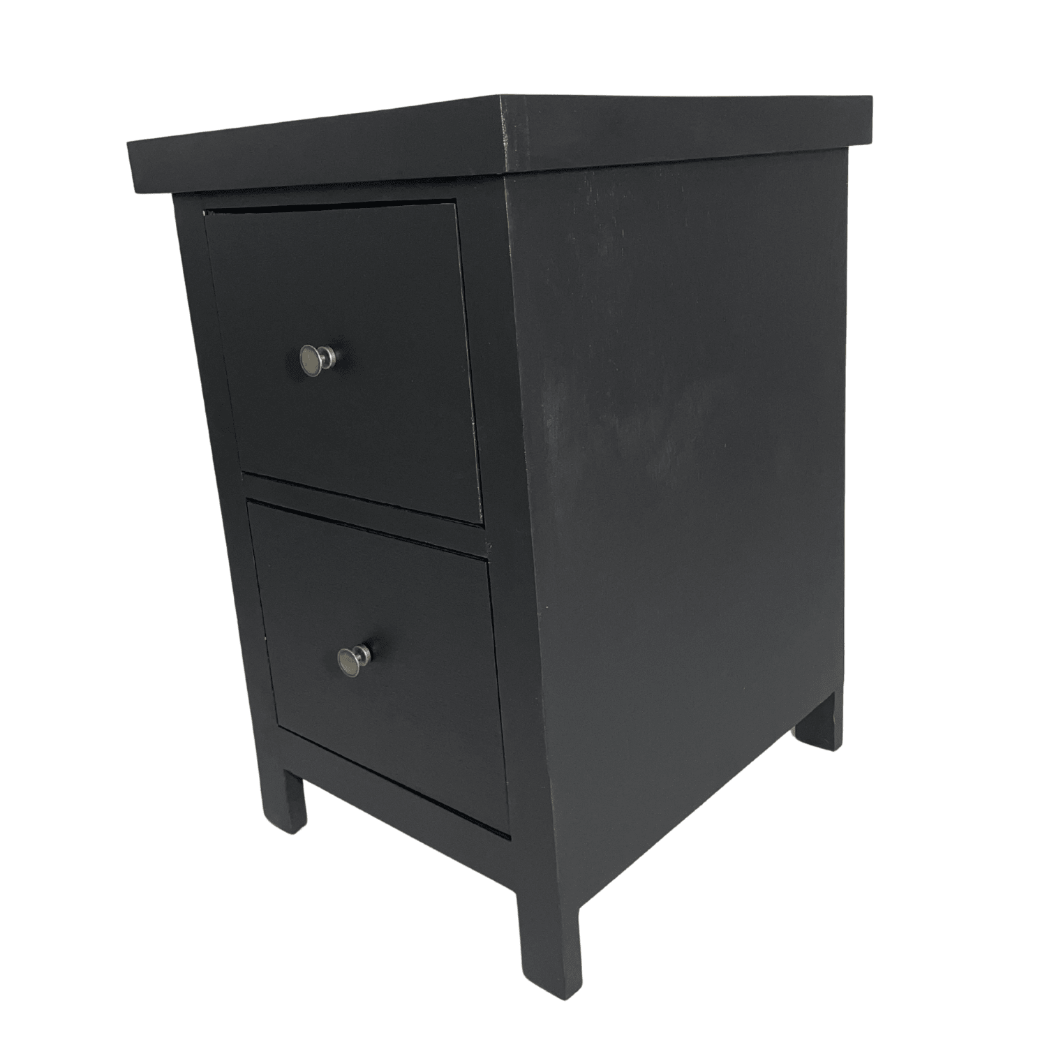 SET VELADORES DORMITORIO BARI 2 CAJONES NEGRO RUSTICO-3