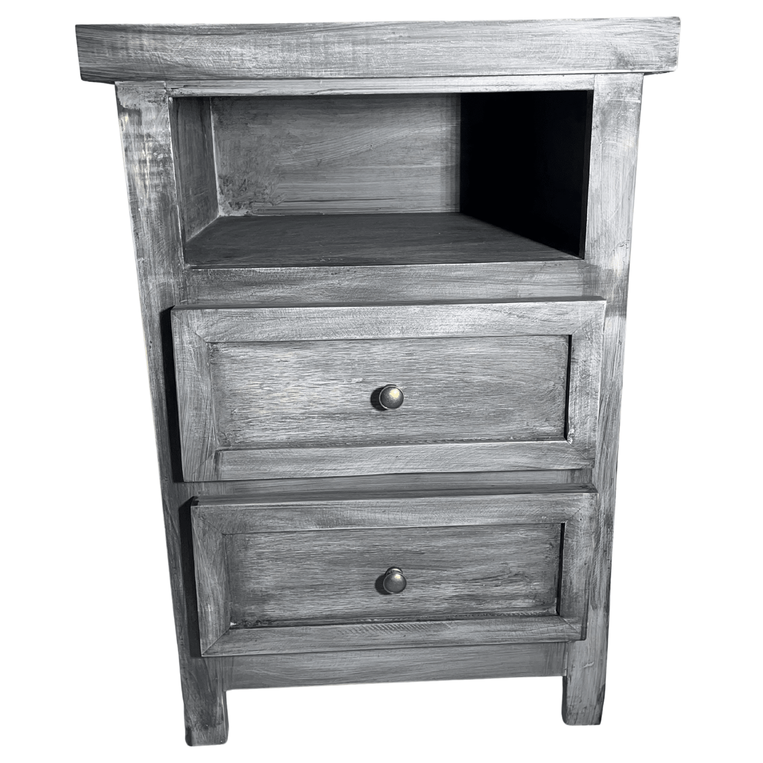 SET VELADORES DORMITORIO LIBRERO VICENZA 2 CAJONES GRIS RUSTICO-1