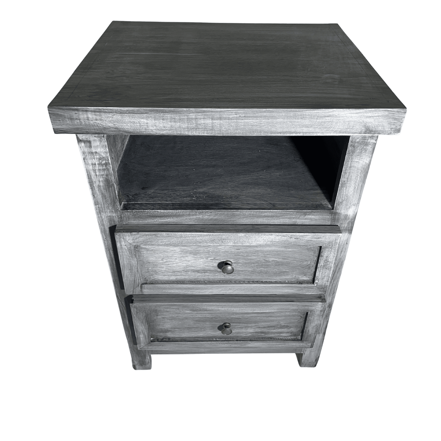 SET VELADORES DORMITORIO LIBRERO VICENZA 2 CAJONES GRIS RUSTICO-3