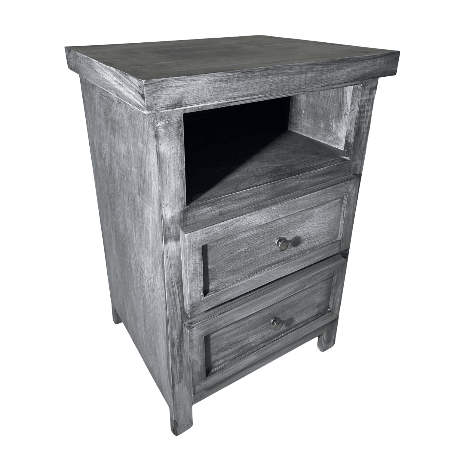 SET VELADORES DORMITORIO LIBRERO VICENZA 2 CAJONES GRIS RUSTICO-4