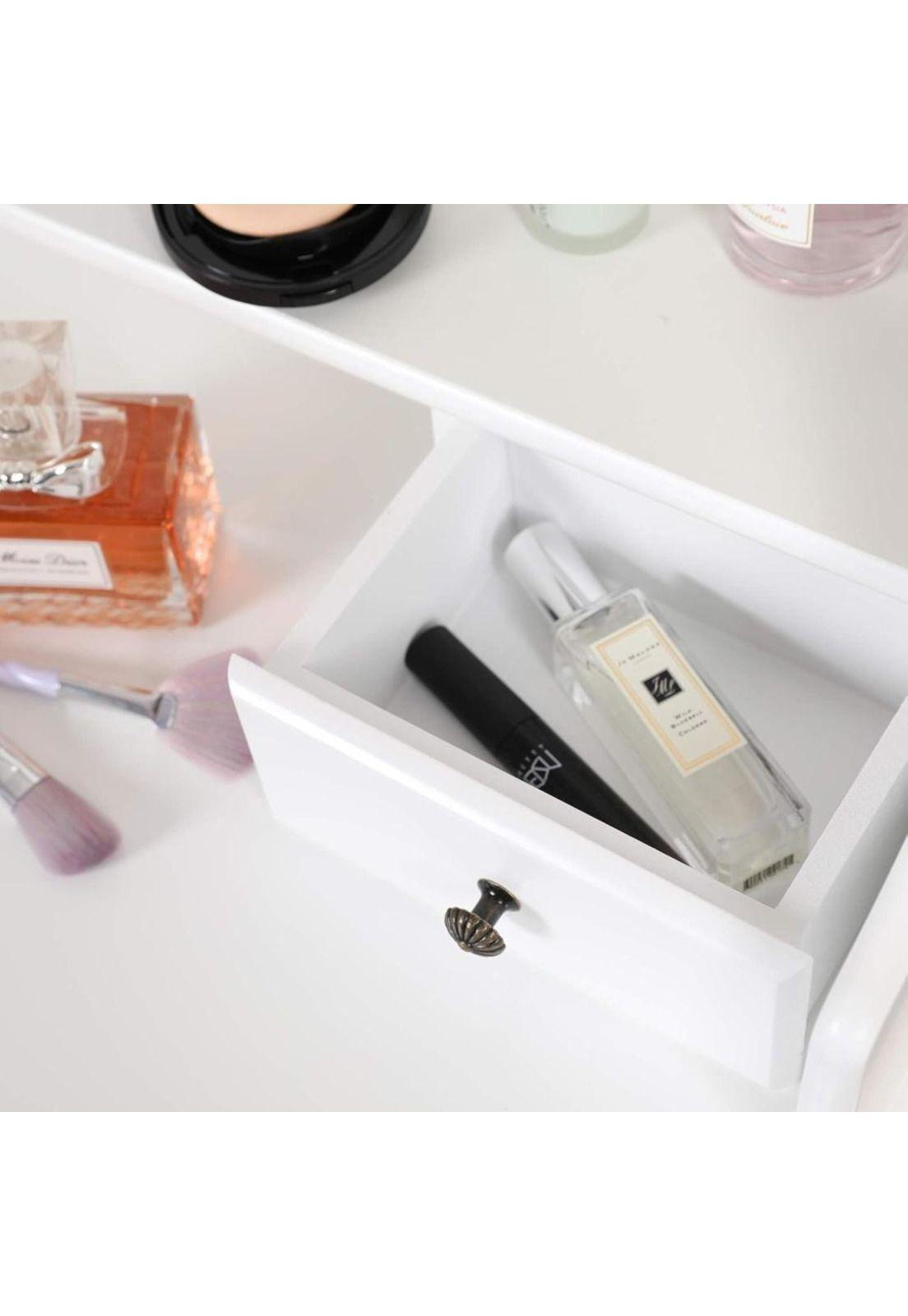 TOCADOR MAQUILLAJE MADERA BLANCO 5C BANCA + ESPEJO VICTORIA-2