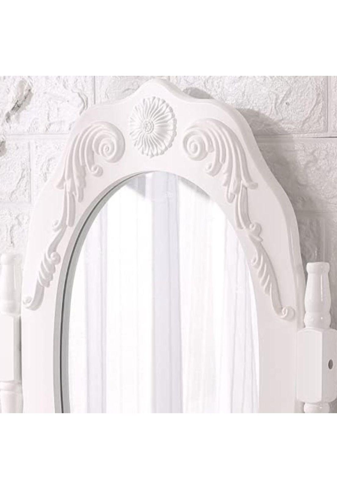 TOCADOR MAQUILLAJE MADERA BLANCO 5C BANCA + ESPEJO VICTORIA-4