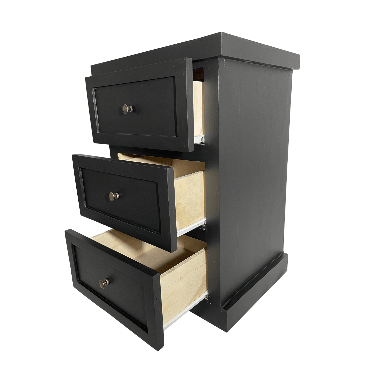 VELADOR DORMITORIO CATANIA 3 CAJONES NEGRO RUSTICO-2