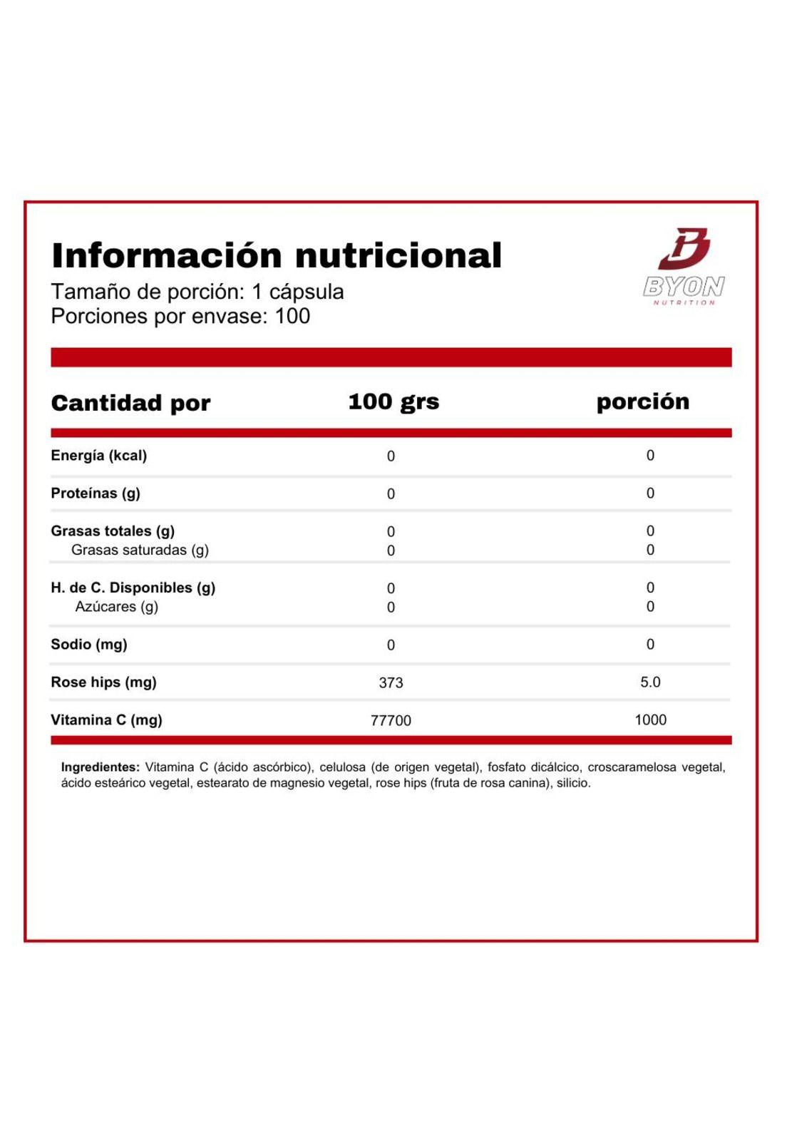 Vitamina C 1000 mg Con Rosa Mosqueta 100 caps-1