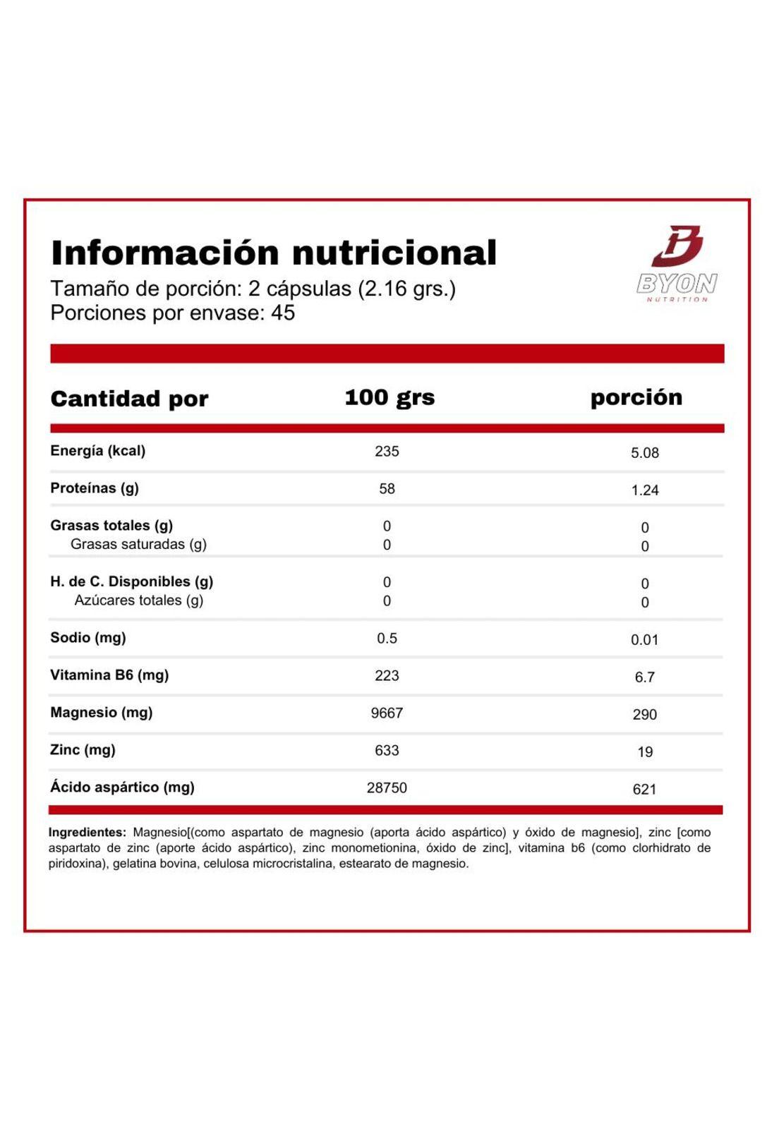 Zinc + Magnesio Aspartate 90 cápsulas-1