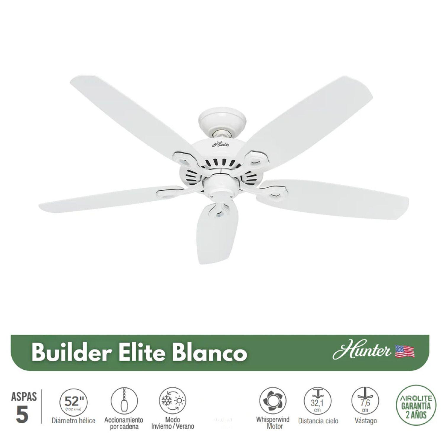 VENTILADOR DE TECHO HUNTER BUILDER ELITE BLANCO 52-1