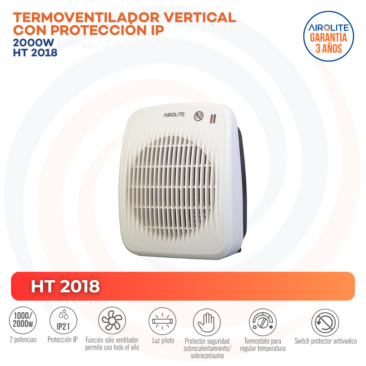 PACK CONVECTOR 2000W CO-DE 2000 +TERMOVENT VERTICAL HT-2018-2