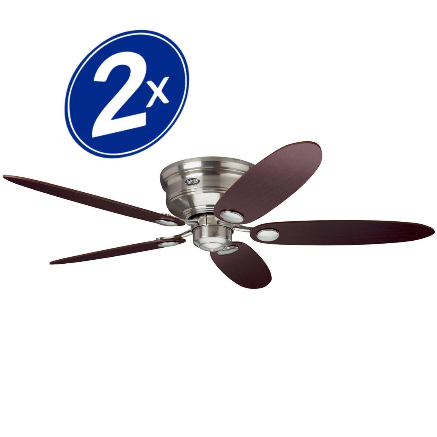 PACK X2  VENTILADOR DE TECHO HUNTER LOW PROFILE III 52-1