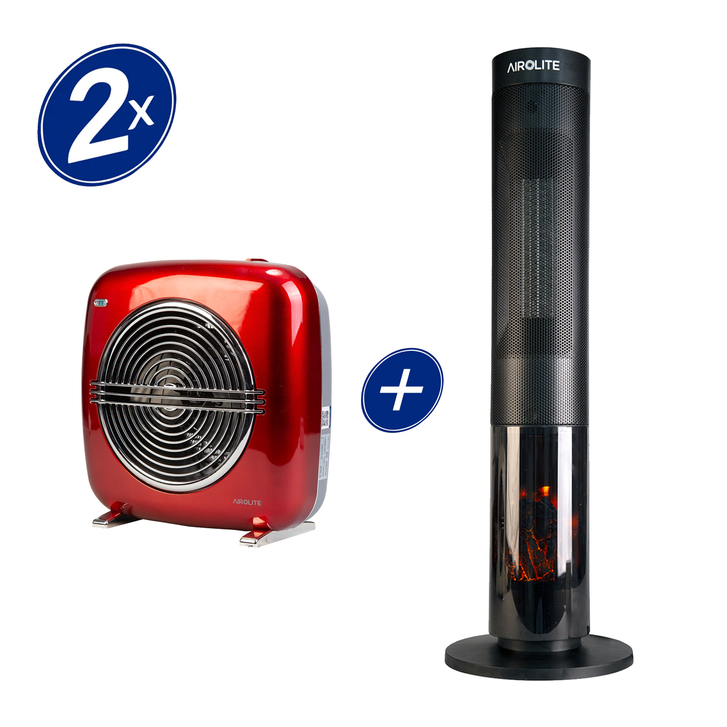 PACK X2 CHIMENEA ELECTRICA HTV 200R + TERMOVENTILADOR VINTAGE ROJO HT RETRO 2000R-0