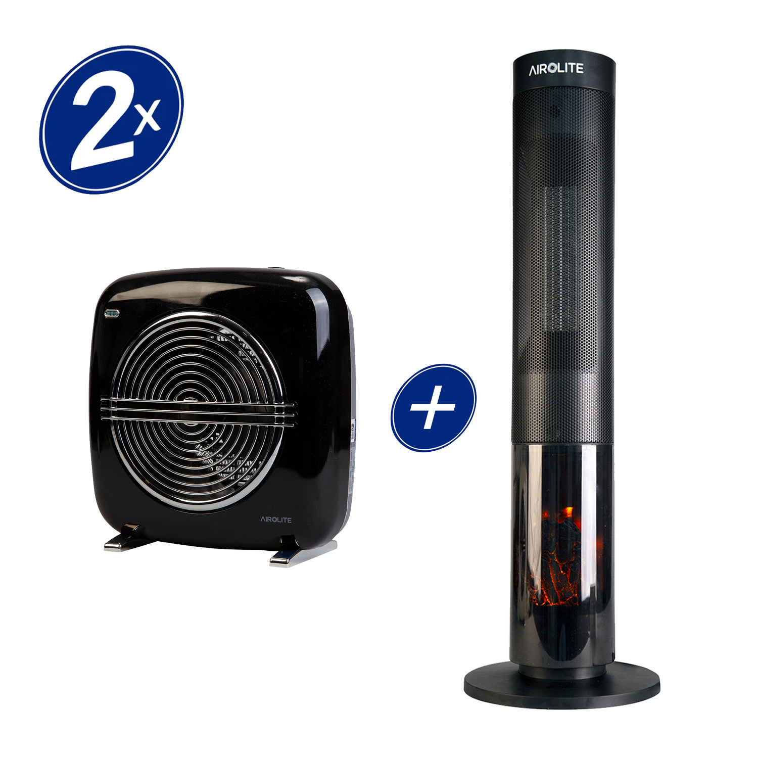 PACK X2 CHIMENEA ELECTRICA HTV 200R + TERMOVENTILADOR VINTAGE NEGRO HT RETRO 2000N-0