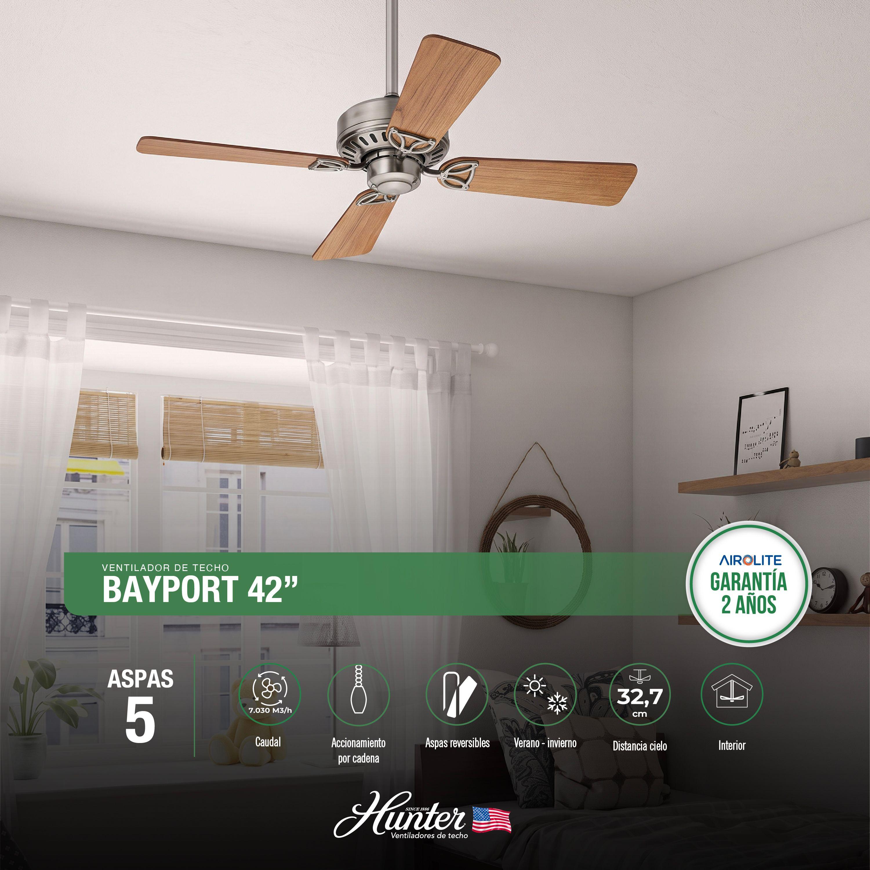 VENTILADOR TECHO HUNTER BAYPORT NICKEL-1