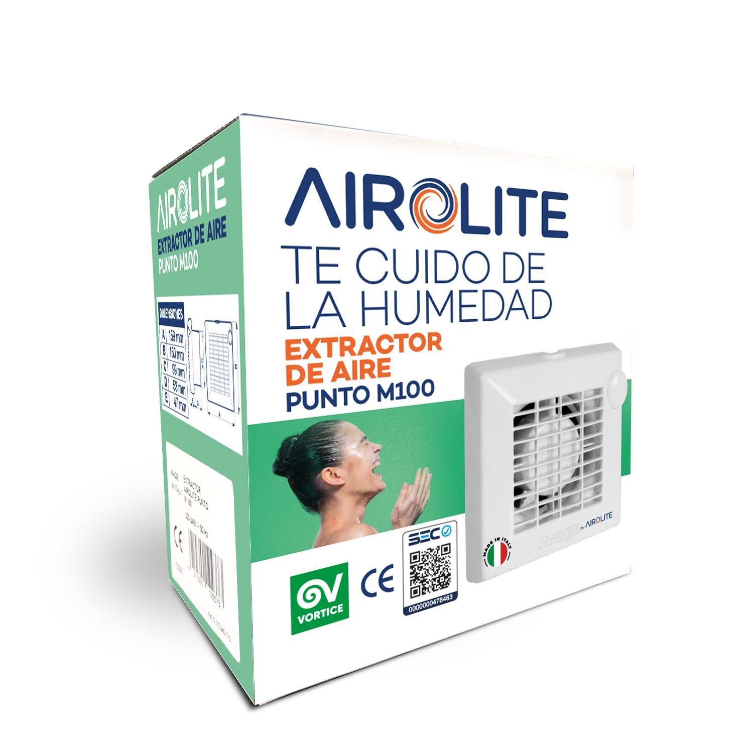 Extractor Aire 100mm Airolite M100 Silencioso Blanco-9