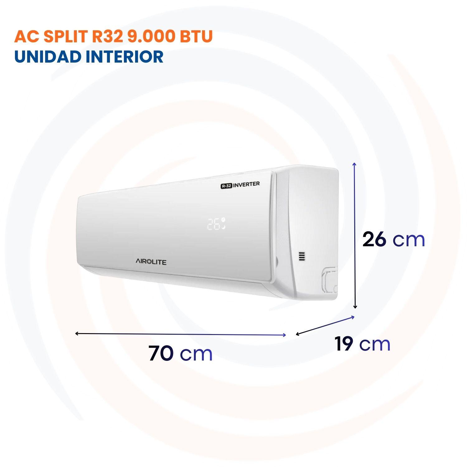 AIRE ACONDICIONADO SPLIT MURO FRÍO-CALOR 9000 BTU INV AIROLITE-3