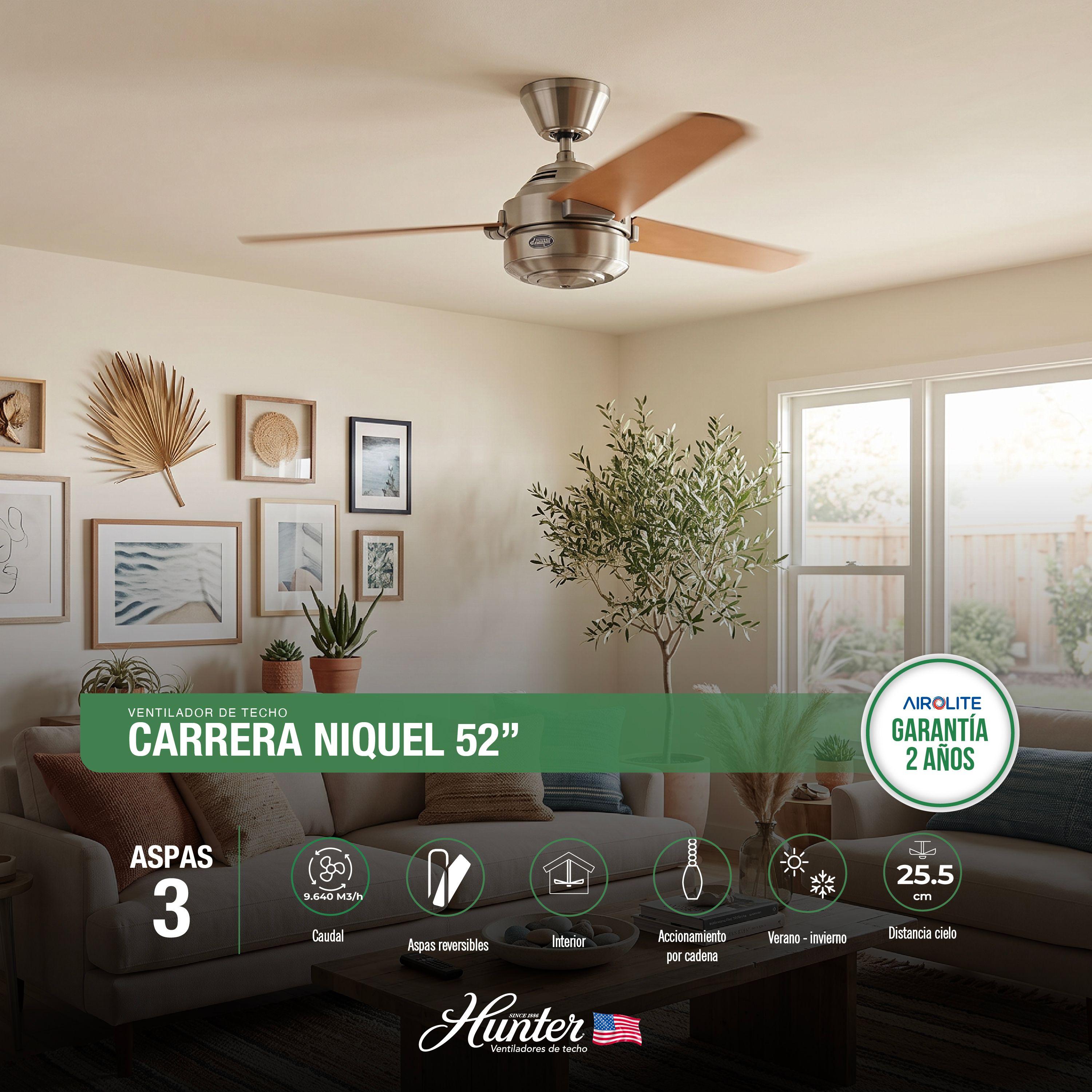 PACK X2 VENTILADOR DE TECHO HUNTER CARRERA NIQUEL 52-1