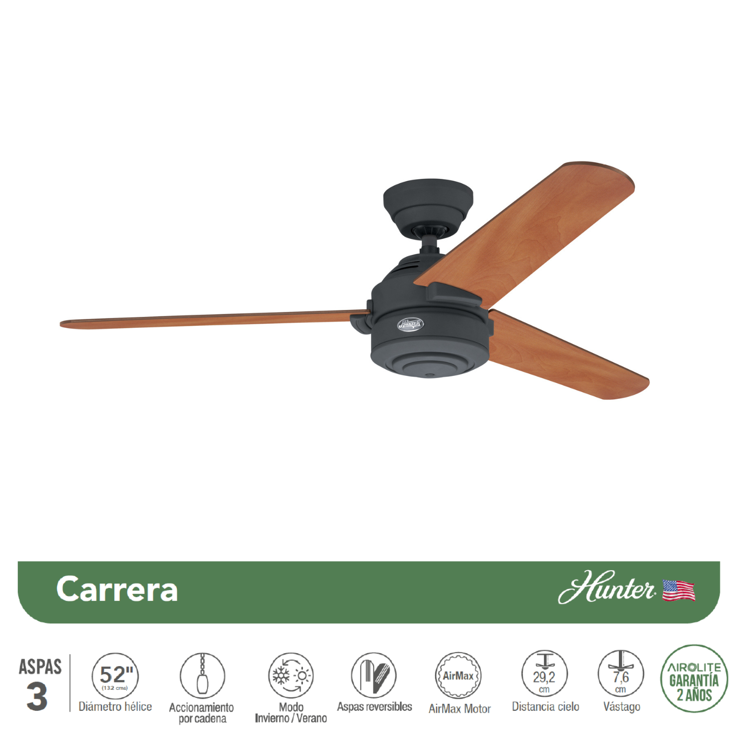 VENTILADOR DE TECHO HUNTER CARRERA 52”-2