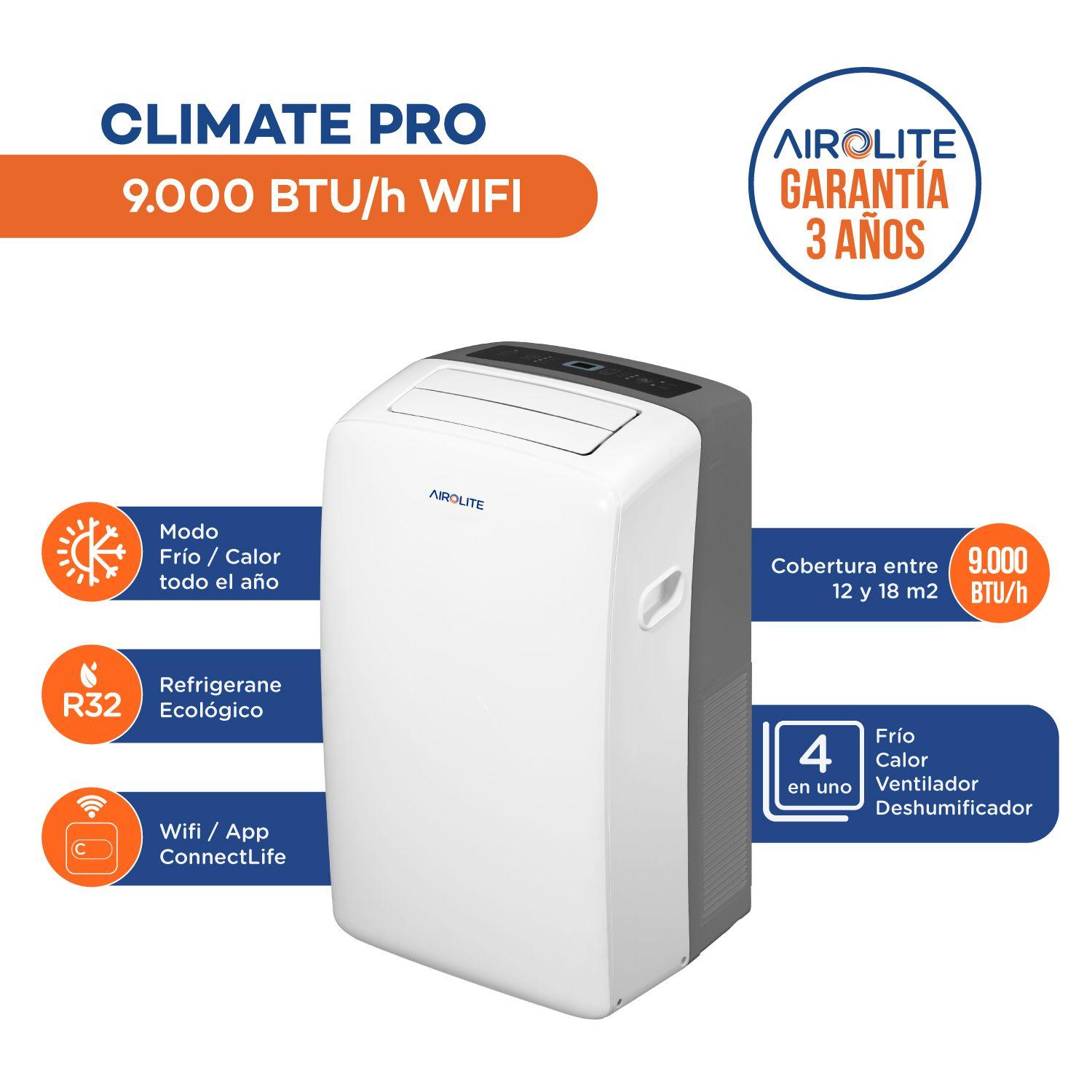 AIRE ACONDICIONADO PORTÁTIL AIROLITE CLIMATE PRO- 9000 BTU WIFI-2