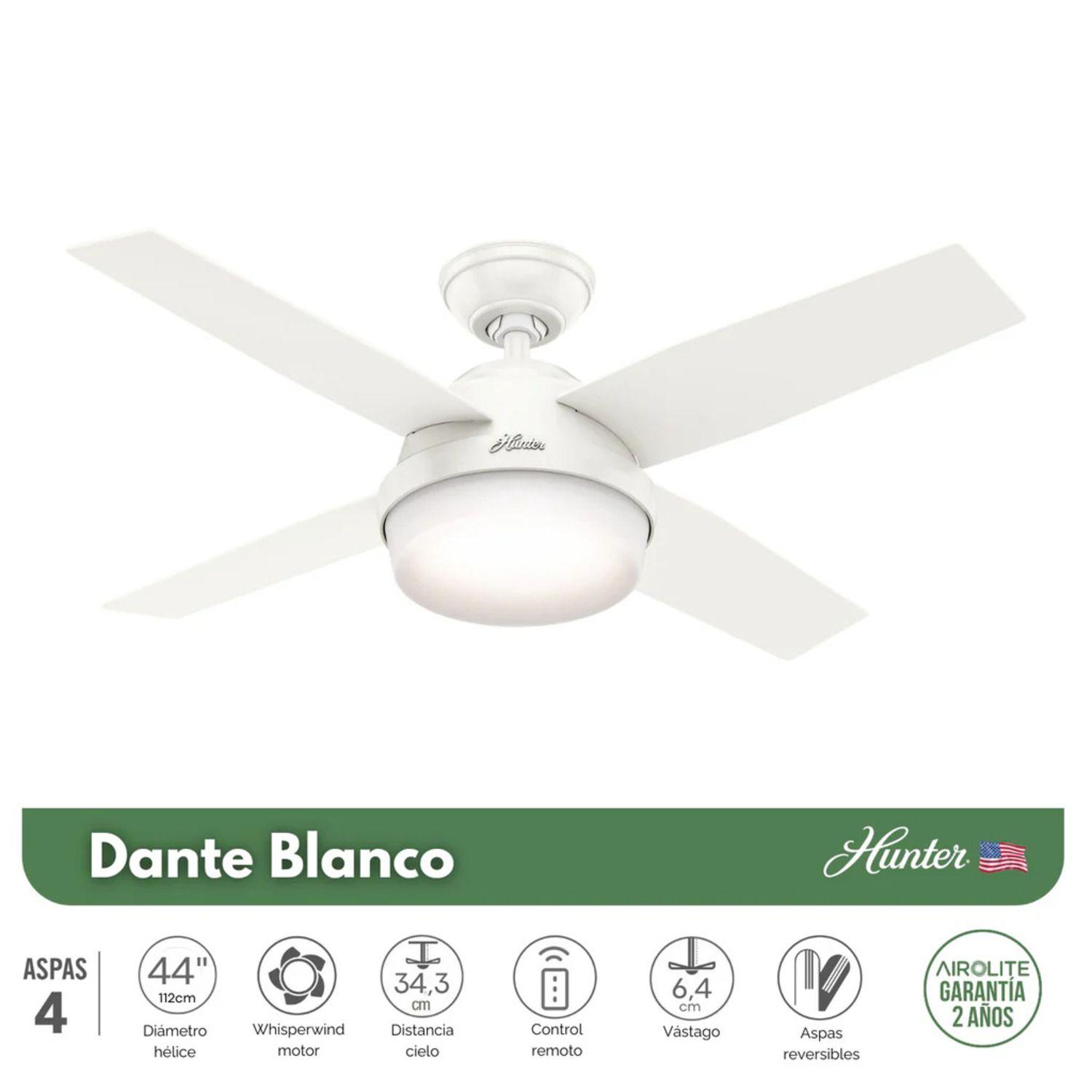 VENTILADOR DE TECHO HUNTER DANTE BLANCO 44-1