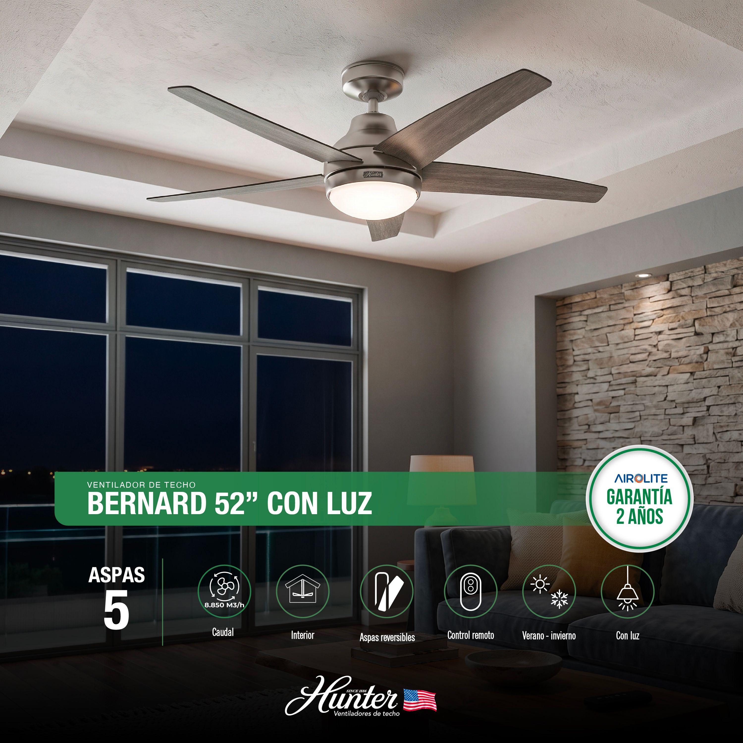 VENTILADOR DE TECHO HUNTER BERNARD 52”  CON LUZ-1