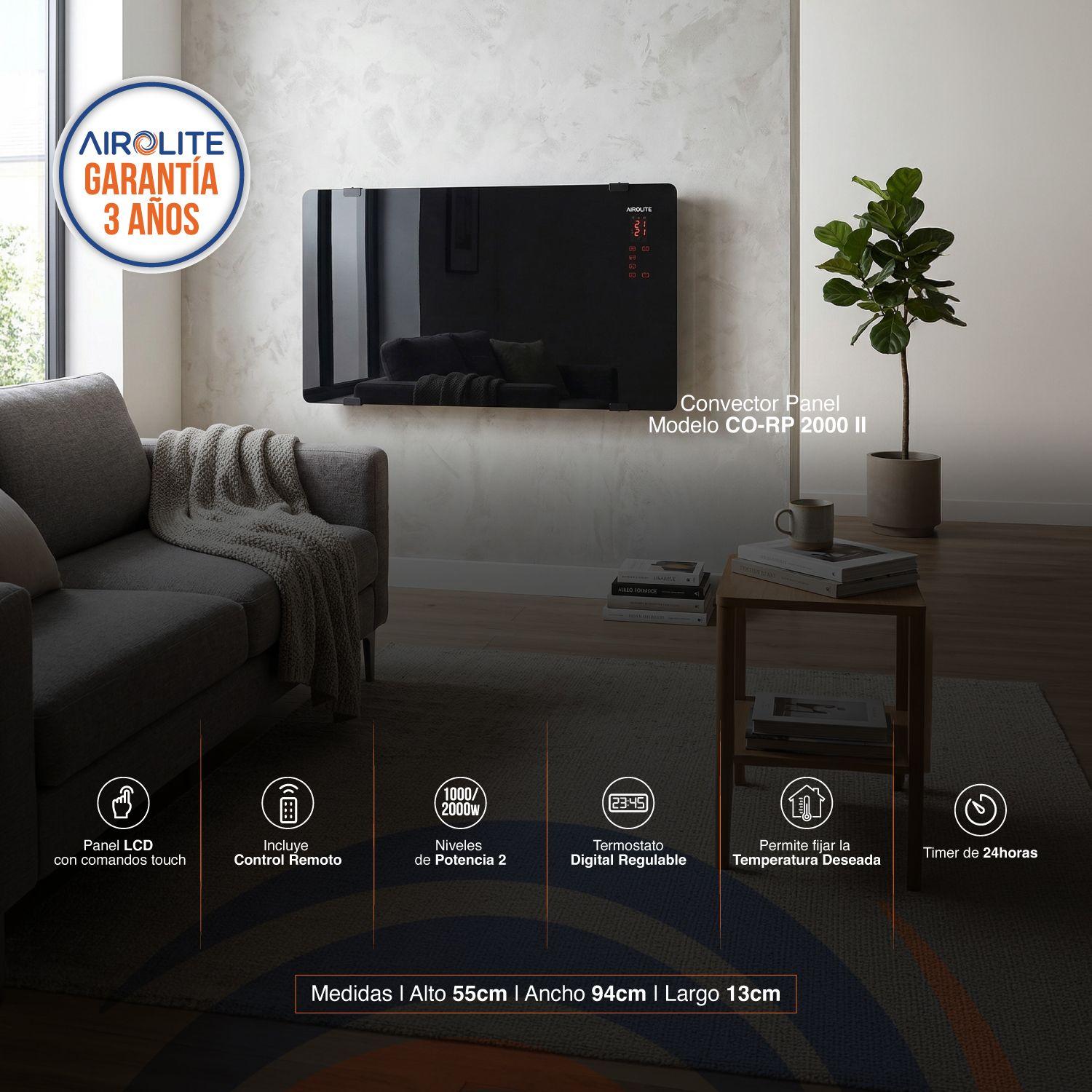 Convector Panel  Airolite Co-rp 2000 de pared Color Negro-2