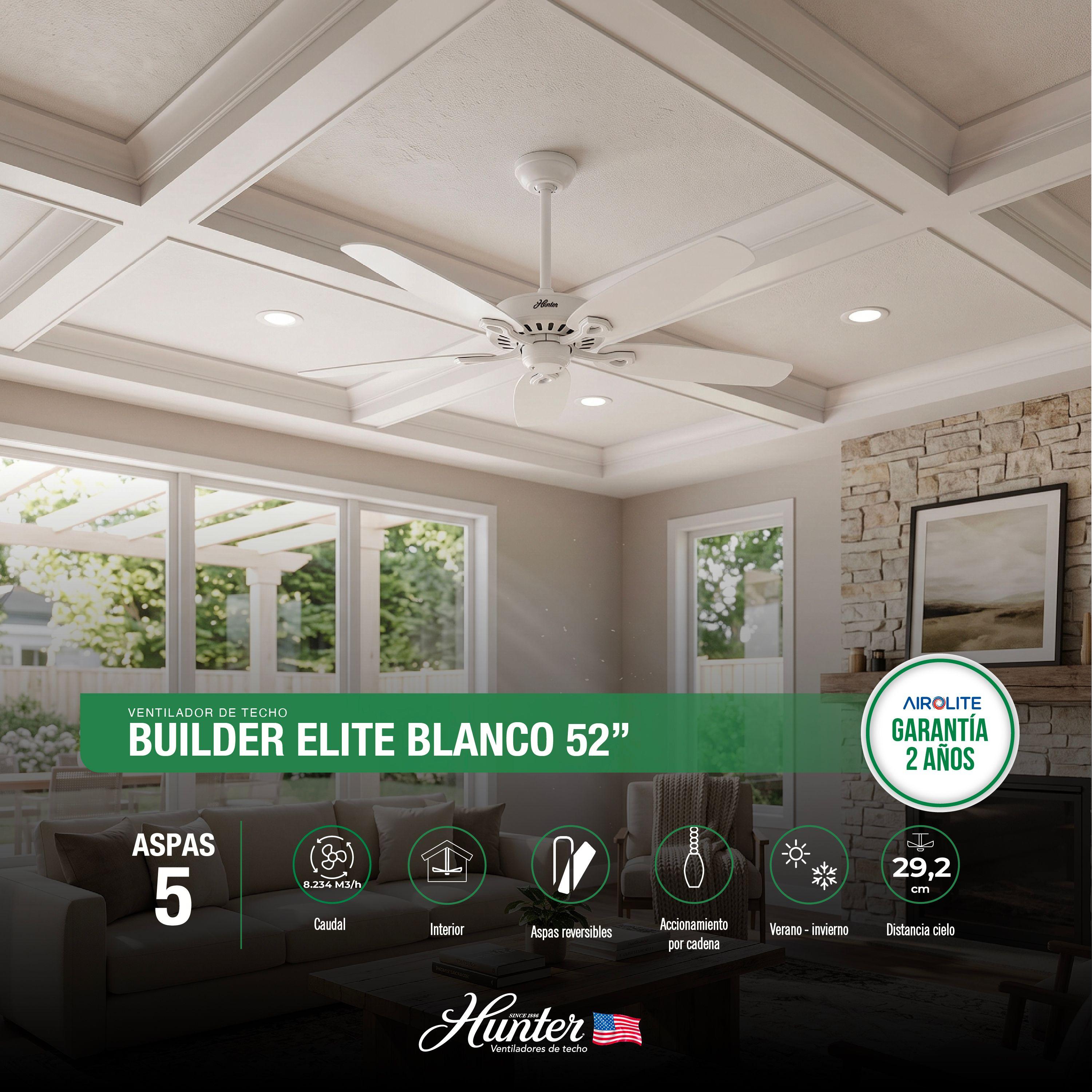 PACK X2 VENTILADOR DE TECHO HUNTER BUILDER ELITE BLANCO 52-1