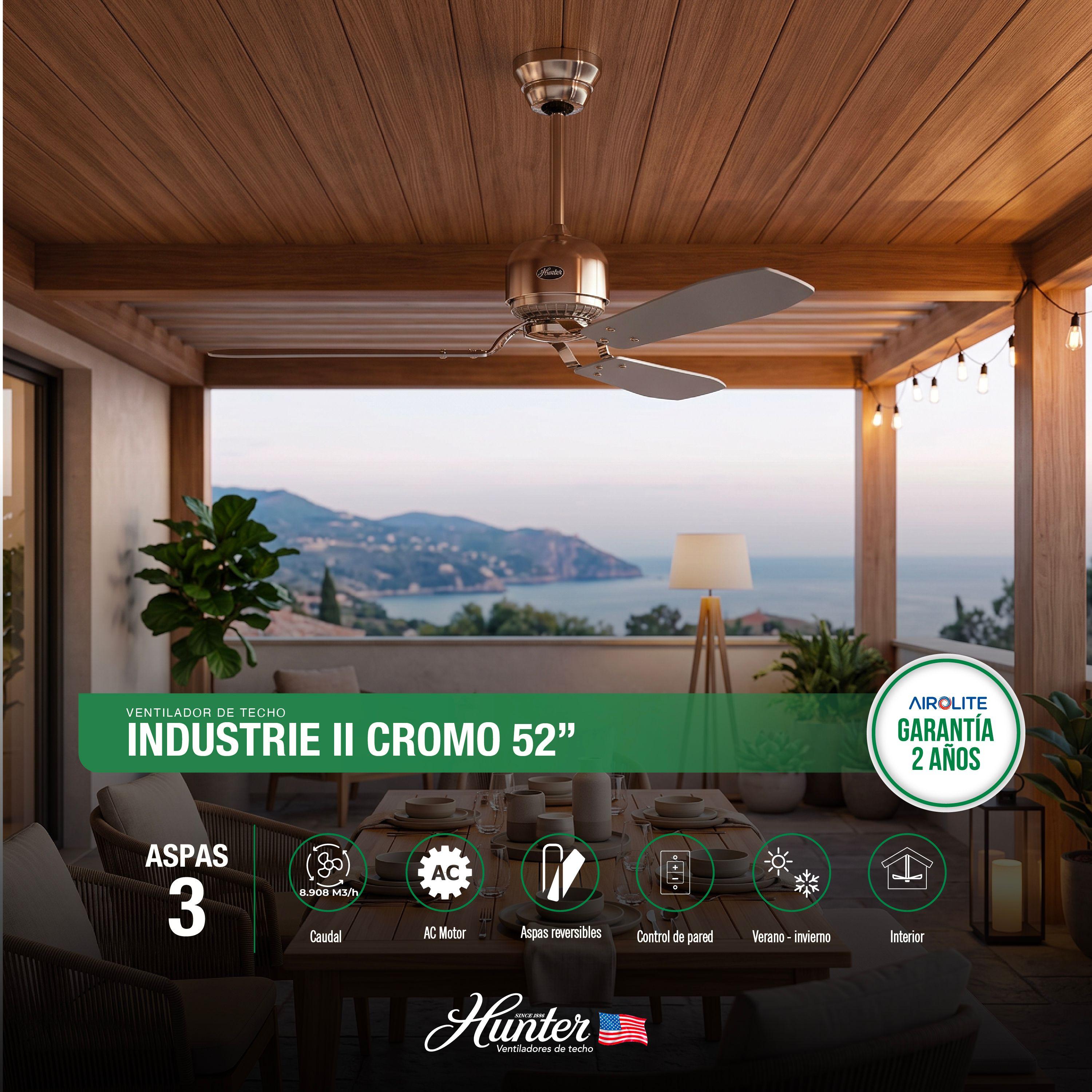 VENTILADOR TECHO HUNTER INDUSTRIE CROMO-1