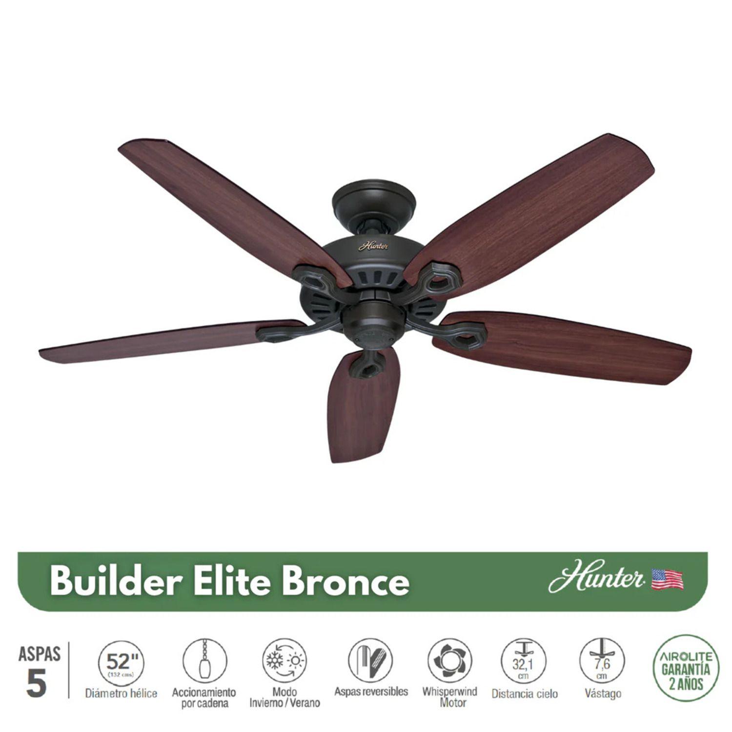 VENTILADOR DE TECHO HUNTER BUILDER ELITE BRONCE 52-1