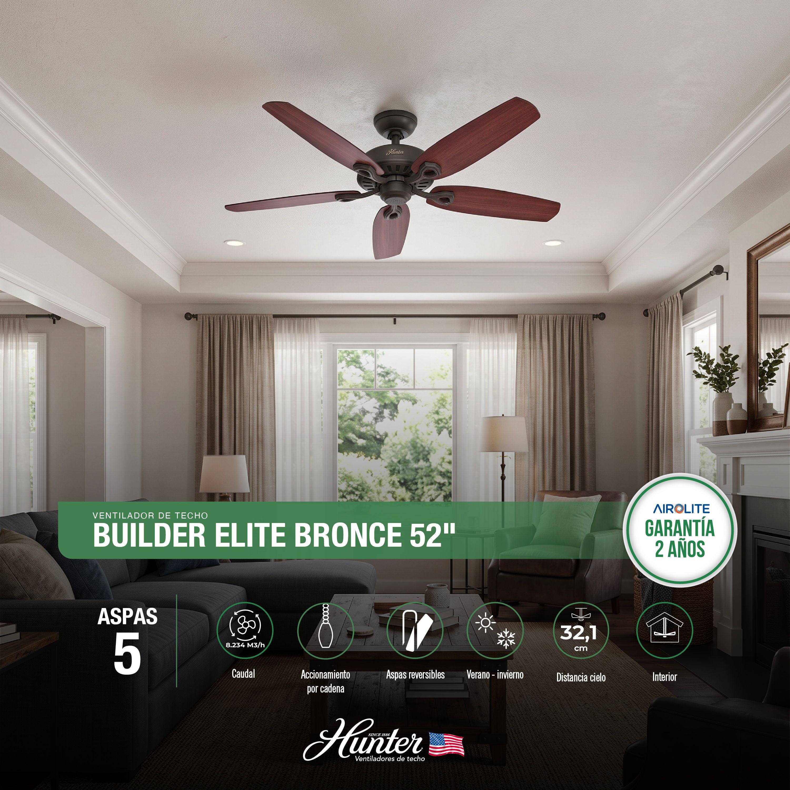 VENTILADOR DE TECHO HUNTER BUILDER ELITE BRONCE ENVEJECIDO 52-1