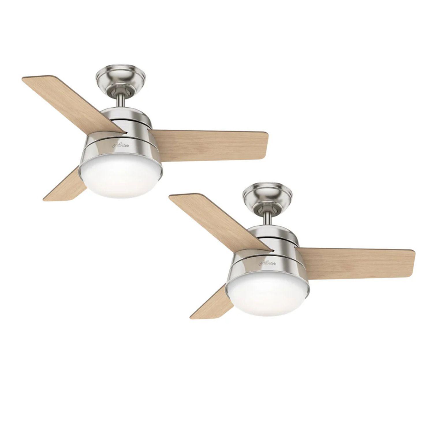 Pack 2 Ventilador Techo Hunter Finley 36 Silencioso Niquel-0