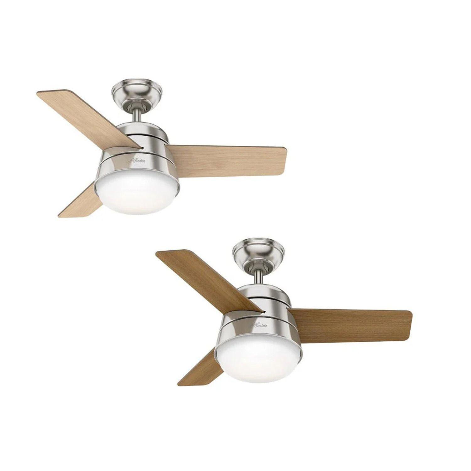 Pack 2 Ventilador Techo Hunter Finley 36 Silencioso Niquel-3