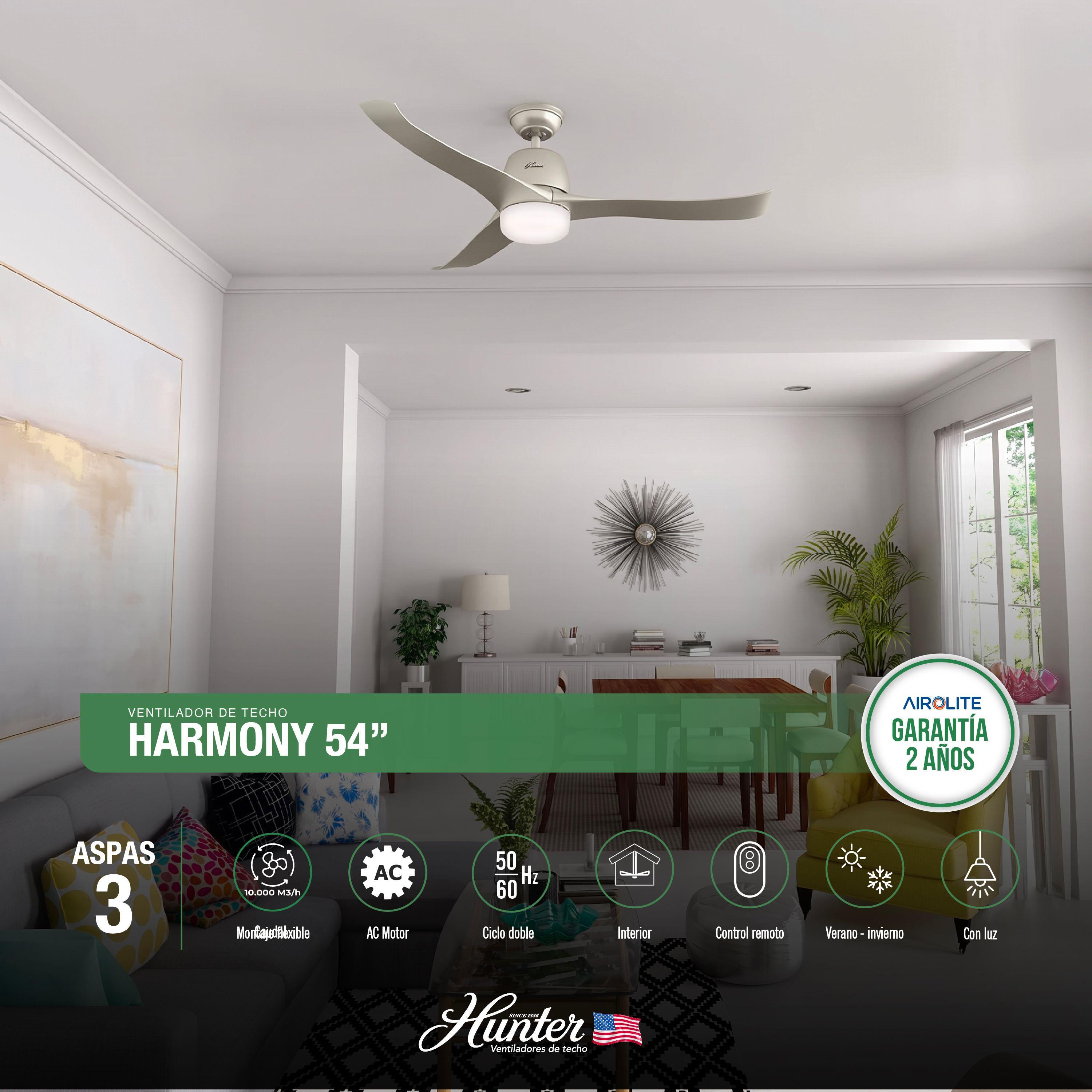 VENTILADOR DE TECHO HARMONY 54” C/LUZ Y C/REMOTO-1