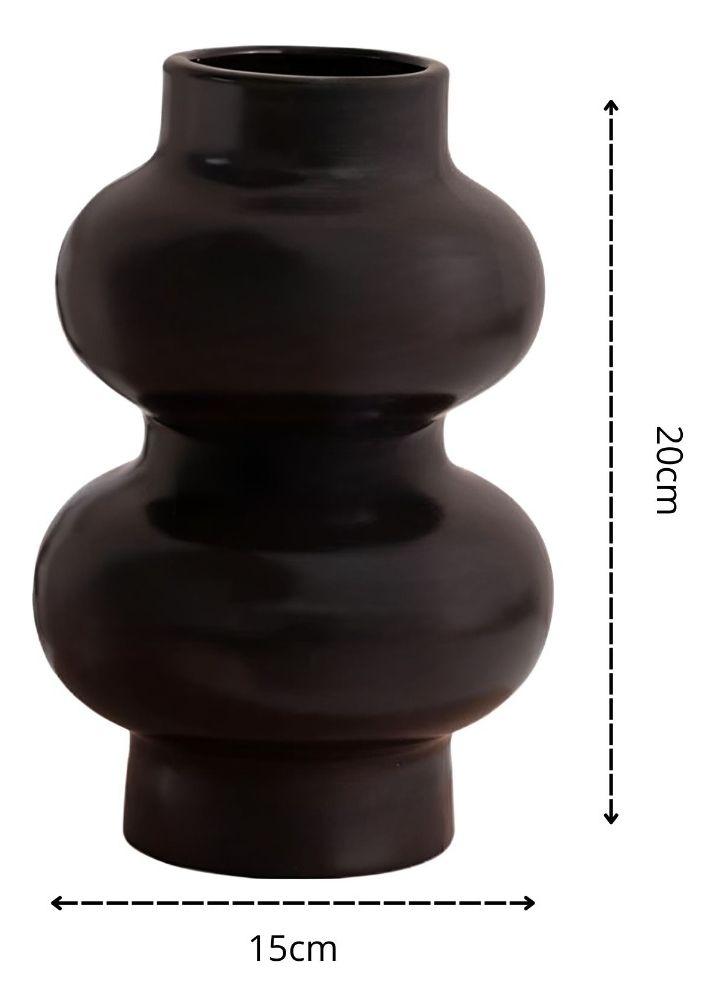 Jarrón Florero Decoración Hogar Cerámica Moderno Negro Jhn-9