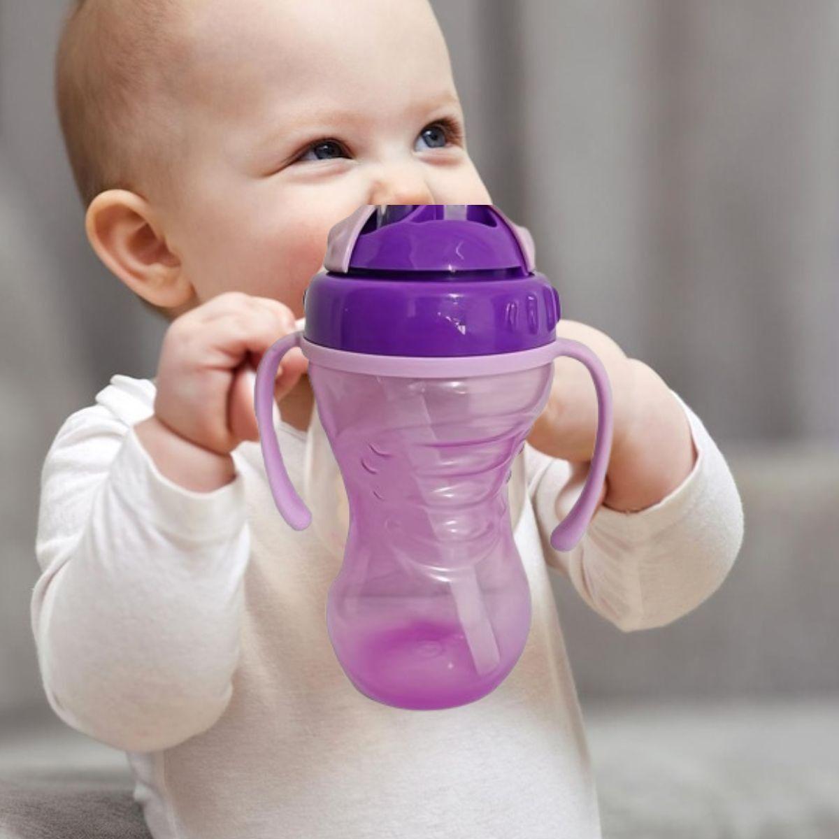 SET 2 VASOS ENTRENADOR CON PAJILLA CON ASA PARA BEBE LAU-3