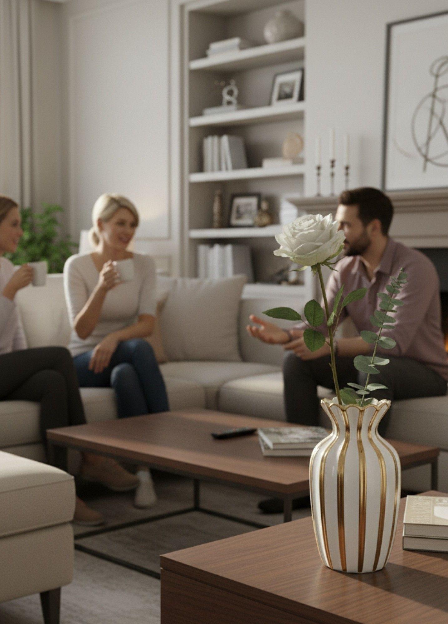 Florero Decorativo Elegancia Rayada Lujo Jarrón Adorno Jhn-2