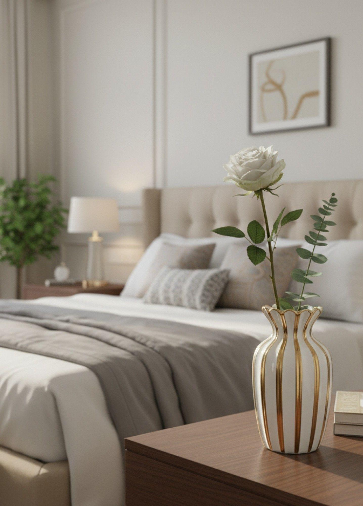 Florero Decorativo Elegancia Rayada Lujo Jarrón Adorno Jhn-4