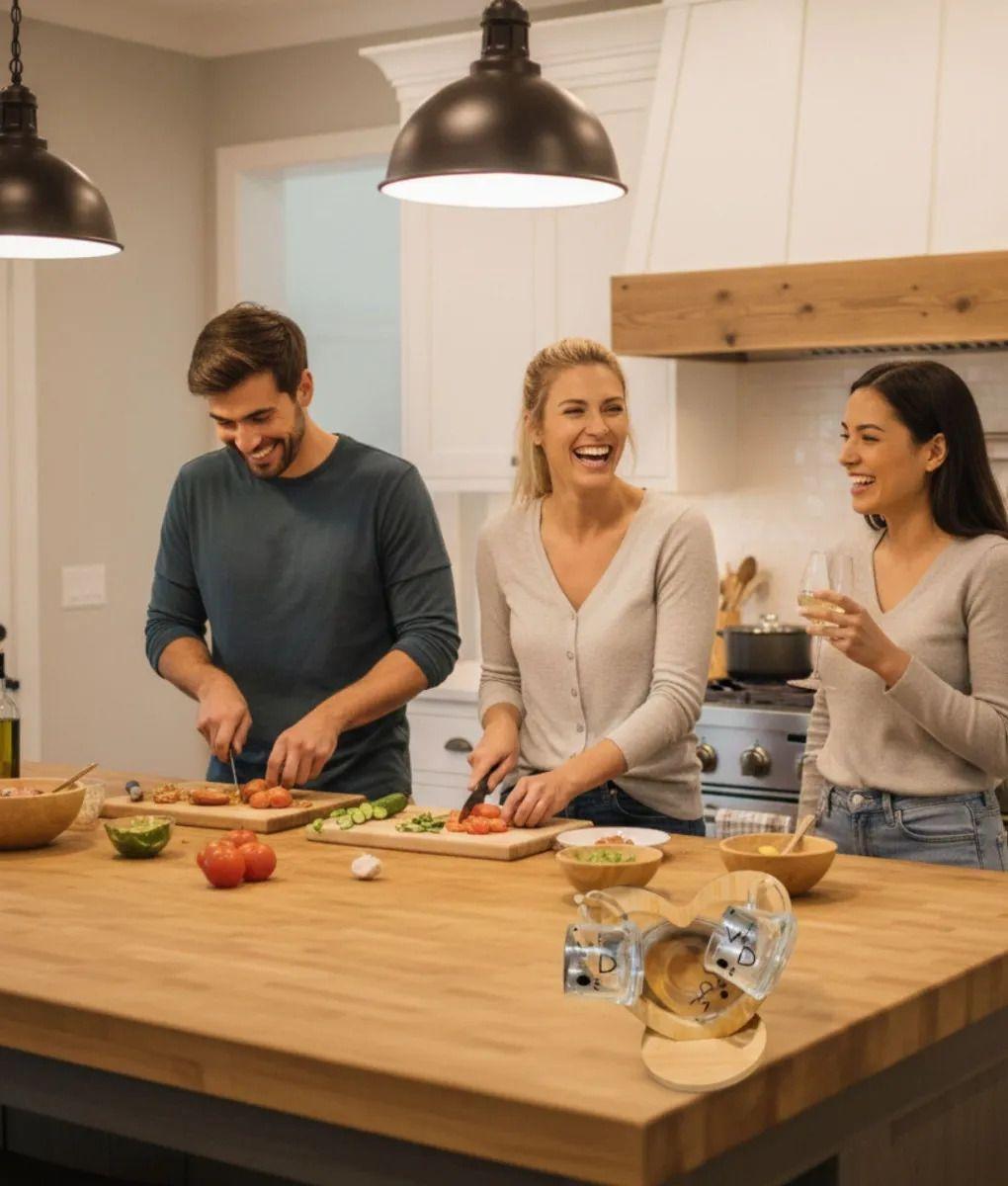 Juego Vajilla Tazas Café Soporte Bambú Diseño Corazón Jhn-2